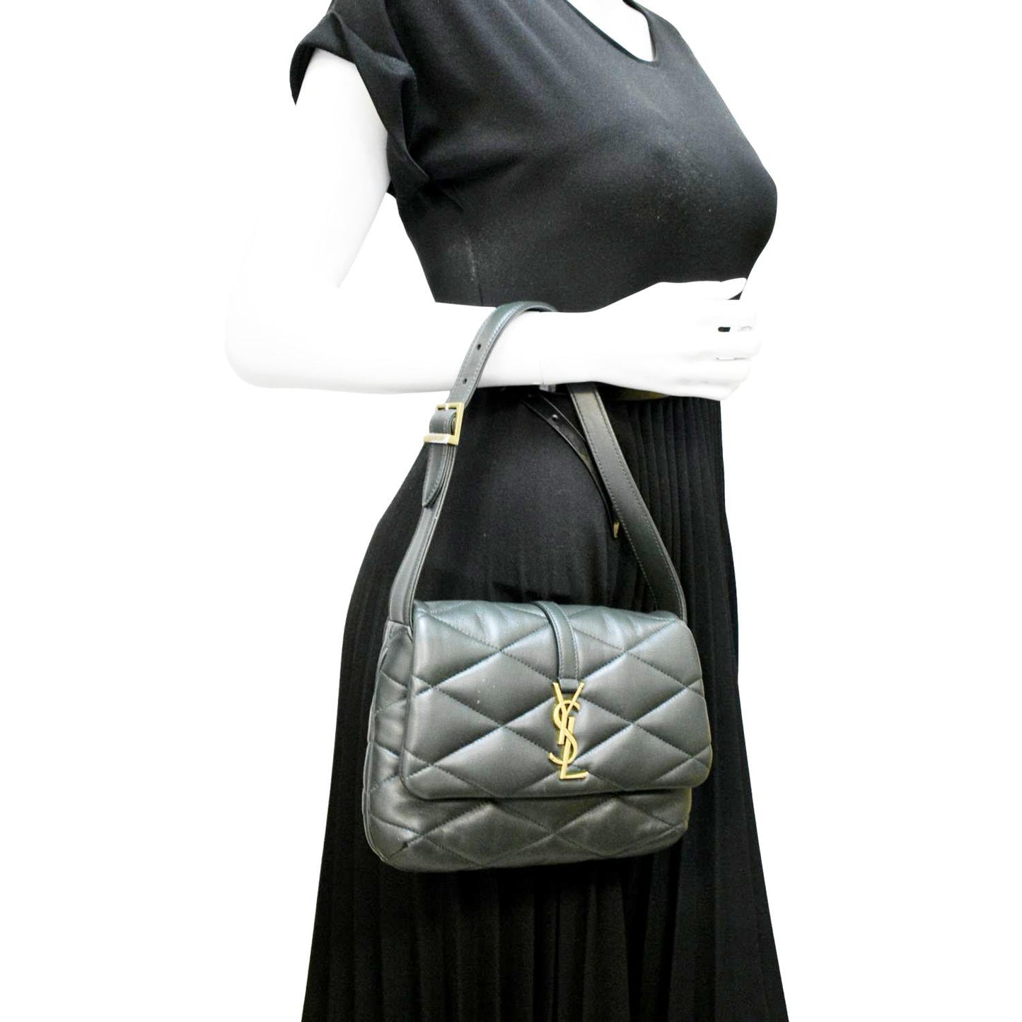 YSL Saint Laurent Saint Le Lambskin Hobo Bag Leather Quilted Shoulder Bag