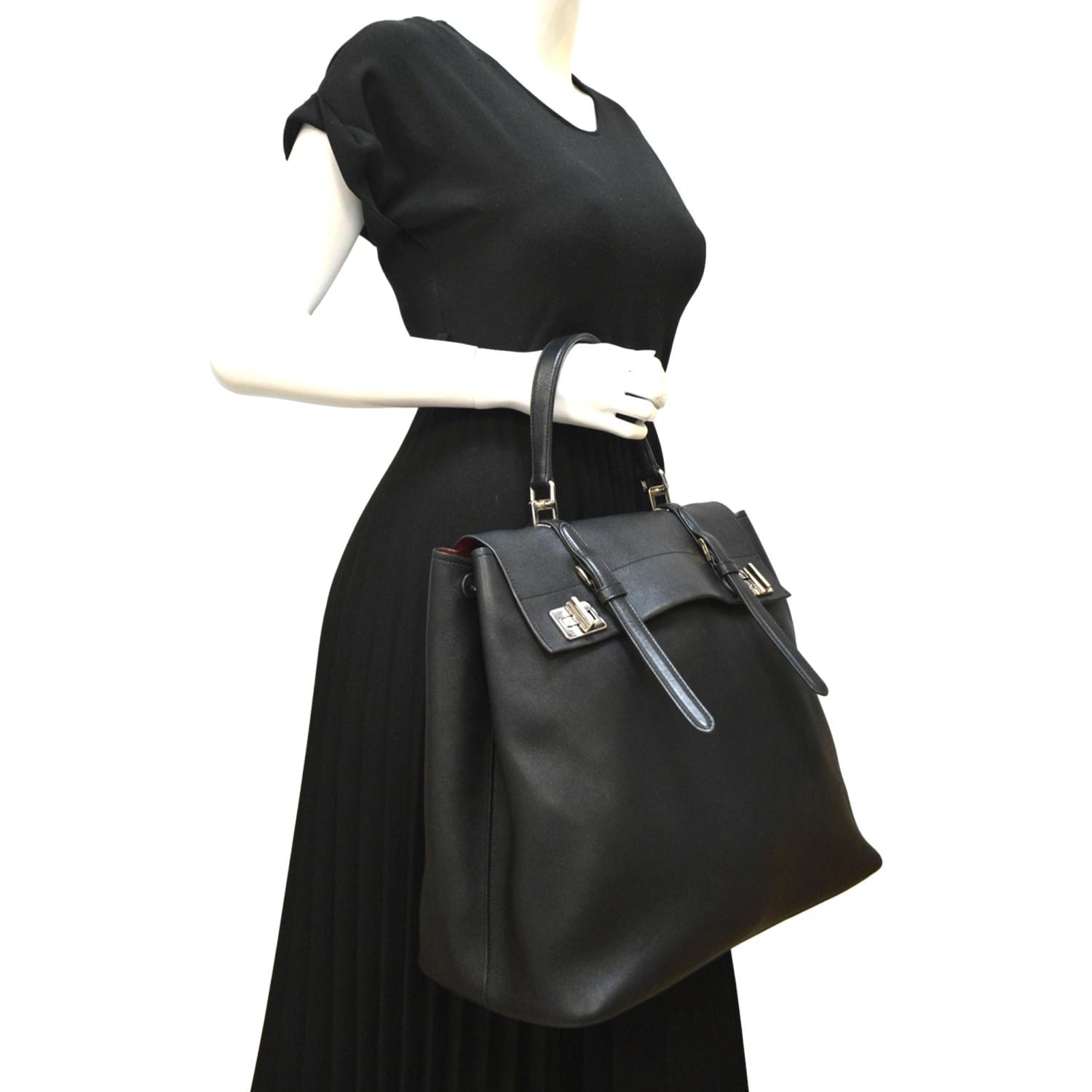 Prada 2Way Tote Shoulder Bag Leather Black