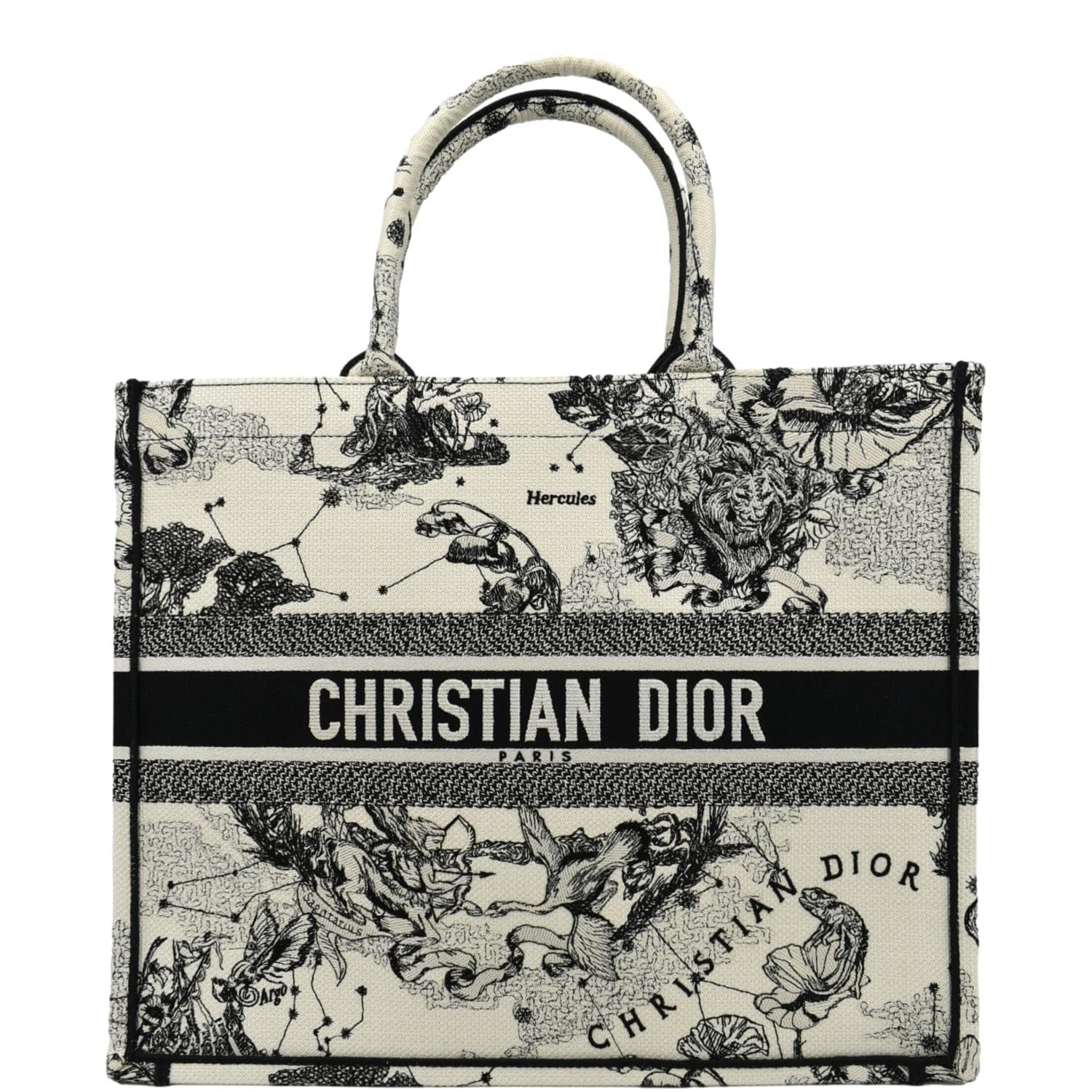 Dior Book Zodiac Embroidery Tote Bag Latte Canvas