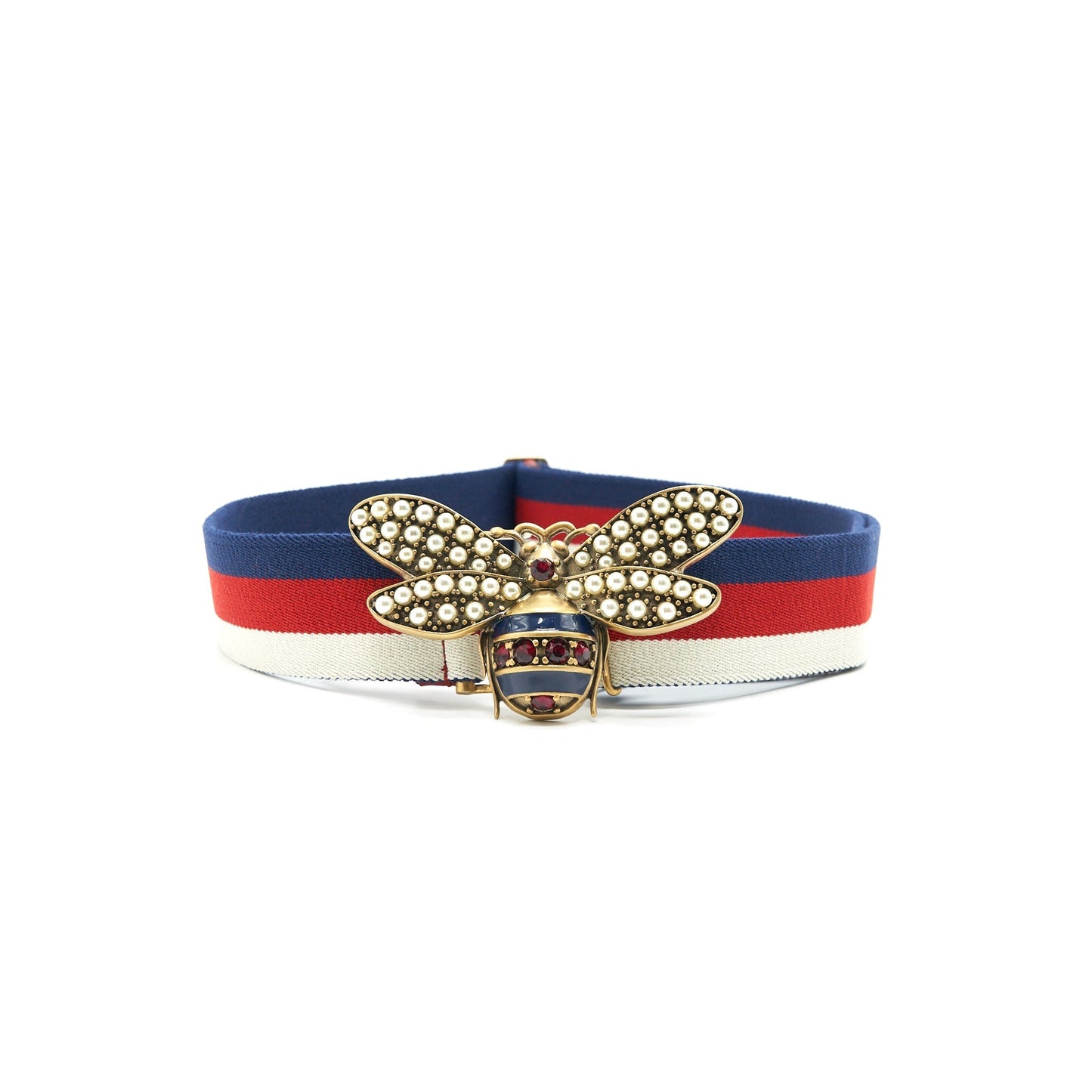 Gucci Web Belt With Bee Handbag Blue Red Accessory