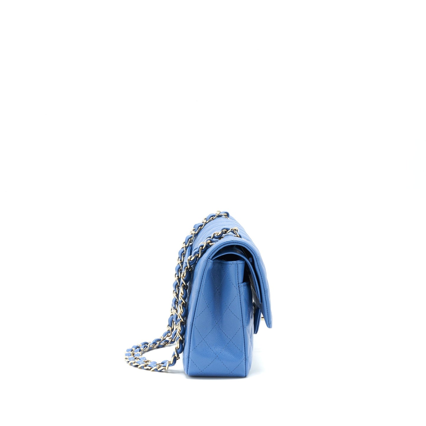 Chanel Classic Double Flap 25cm Caviar LGHW Blue Handbag