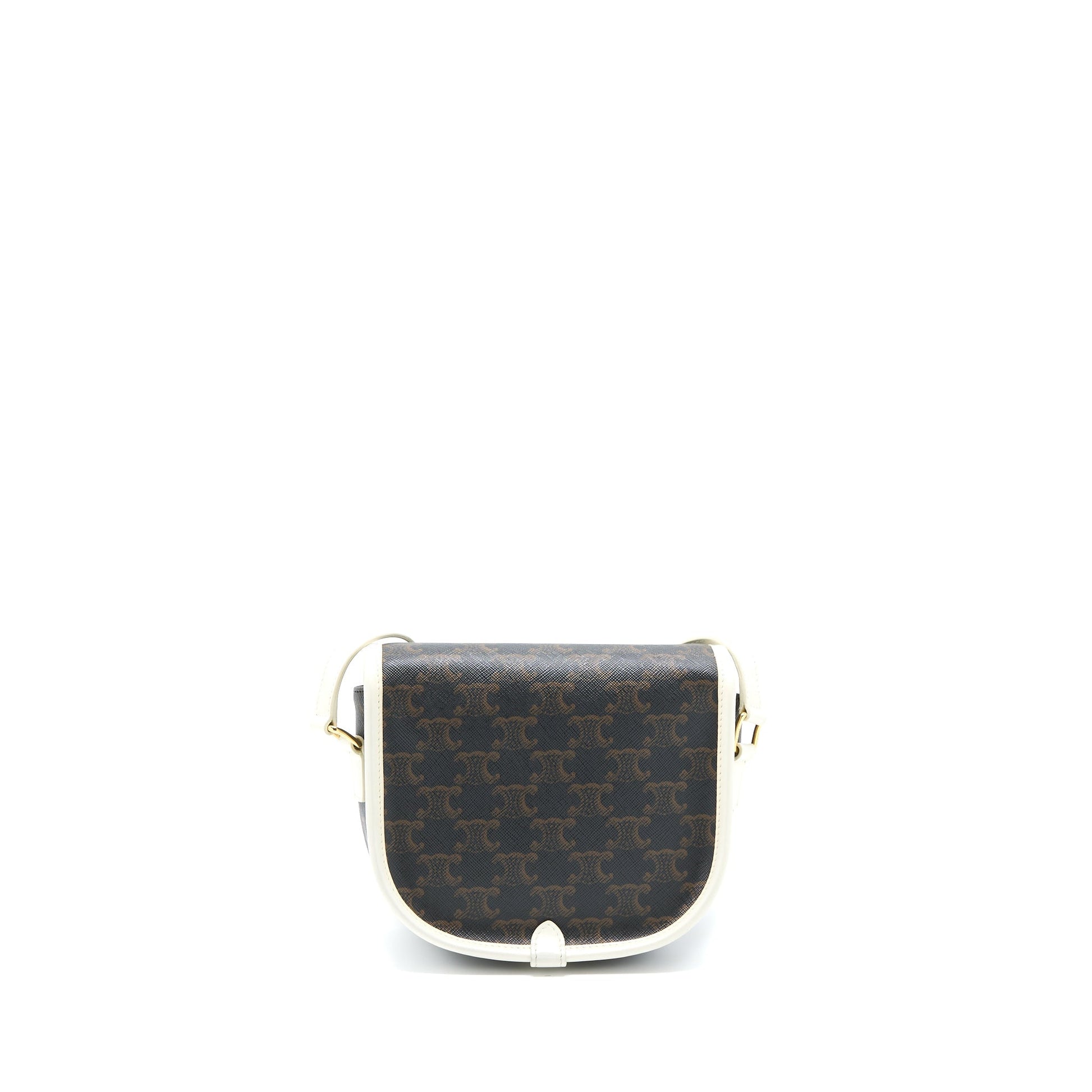 Celine Folco Purse Triomphe Handbag Canvas White Travel Bag