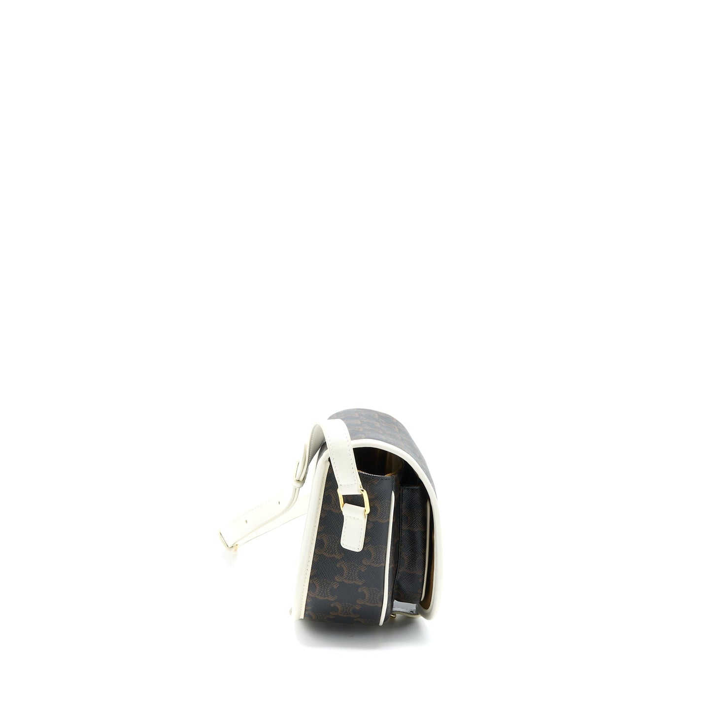 Celine Folco Purse Triomphe Handbag Canvas White Travel Bag