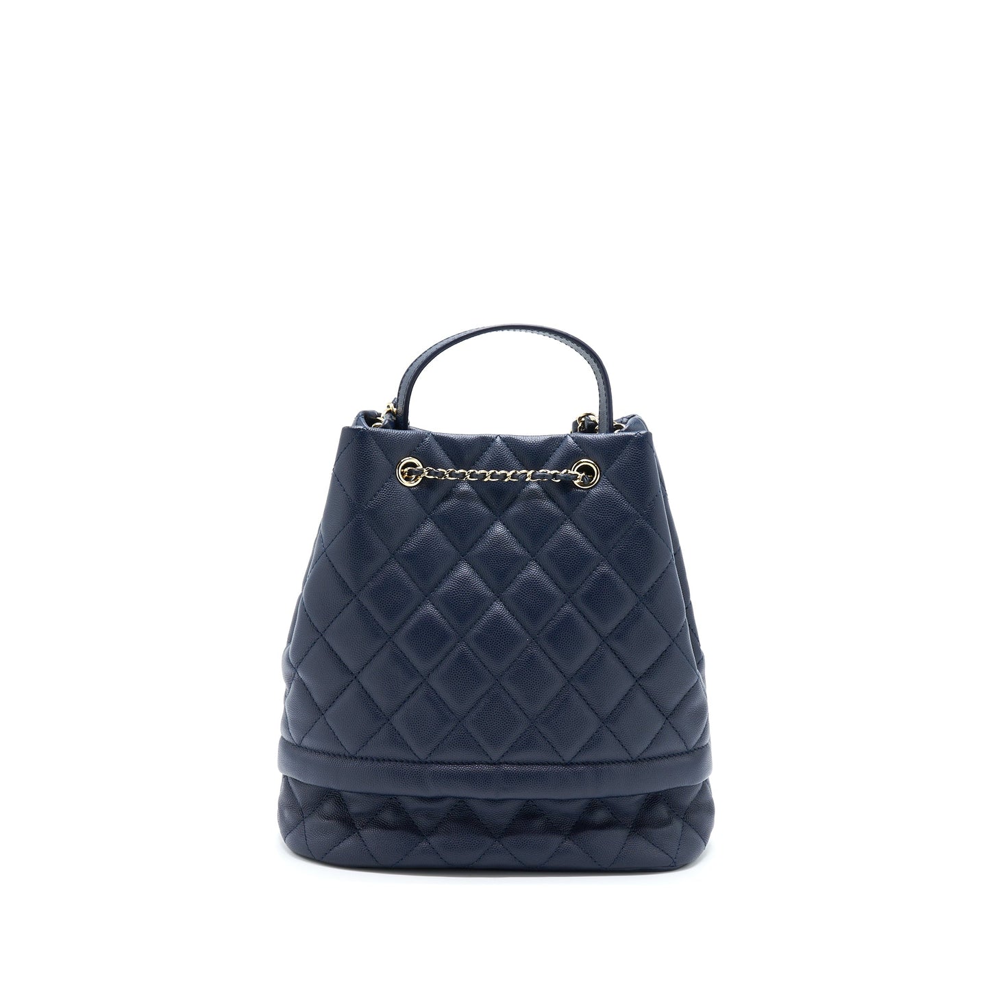 Chanel Top Handle Bucket Caviar Navy LGHW Blue Bucket Bag