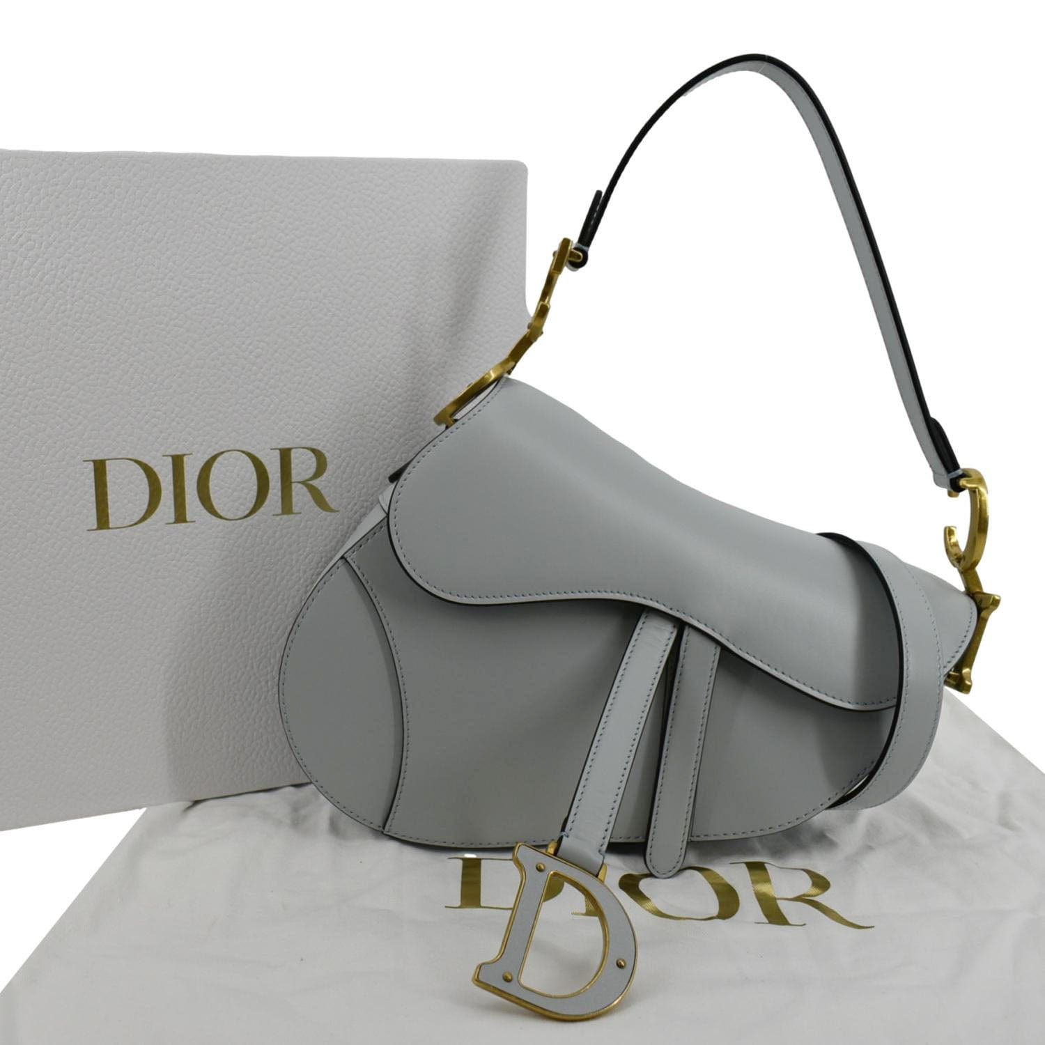 Dior Saddle Smooth Calfskin Satchel Shoulder Bag Placid Leather Blue Satchel Bag