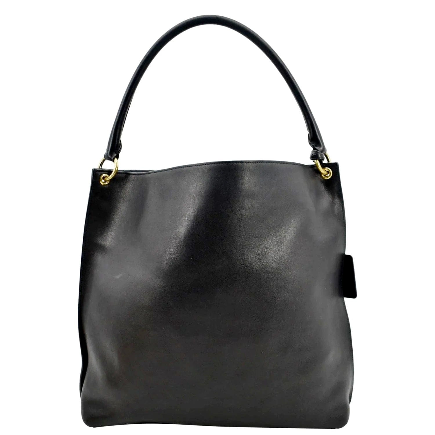 YSL Saint Laurent Yves Tag Calfskin Hobo Bag Leather Black