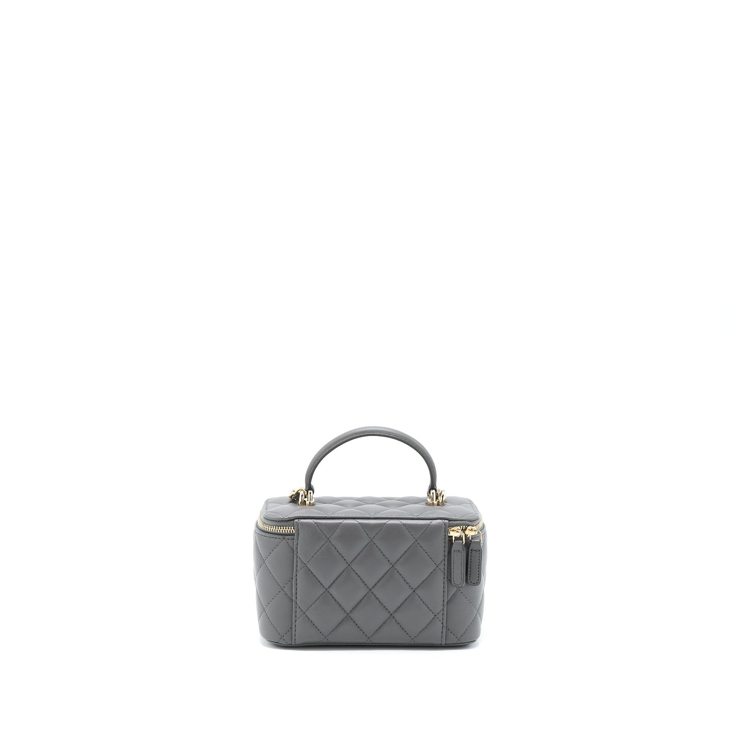 Chanel 22A Top Handle Long Vanity Lambskin Grey Handbag