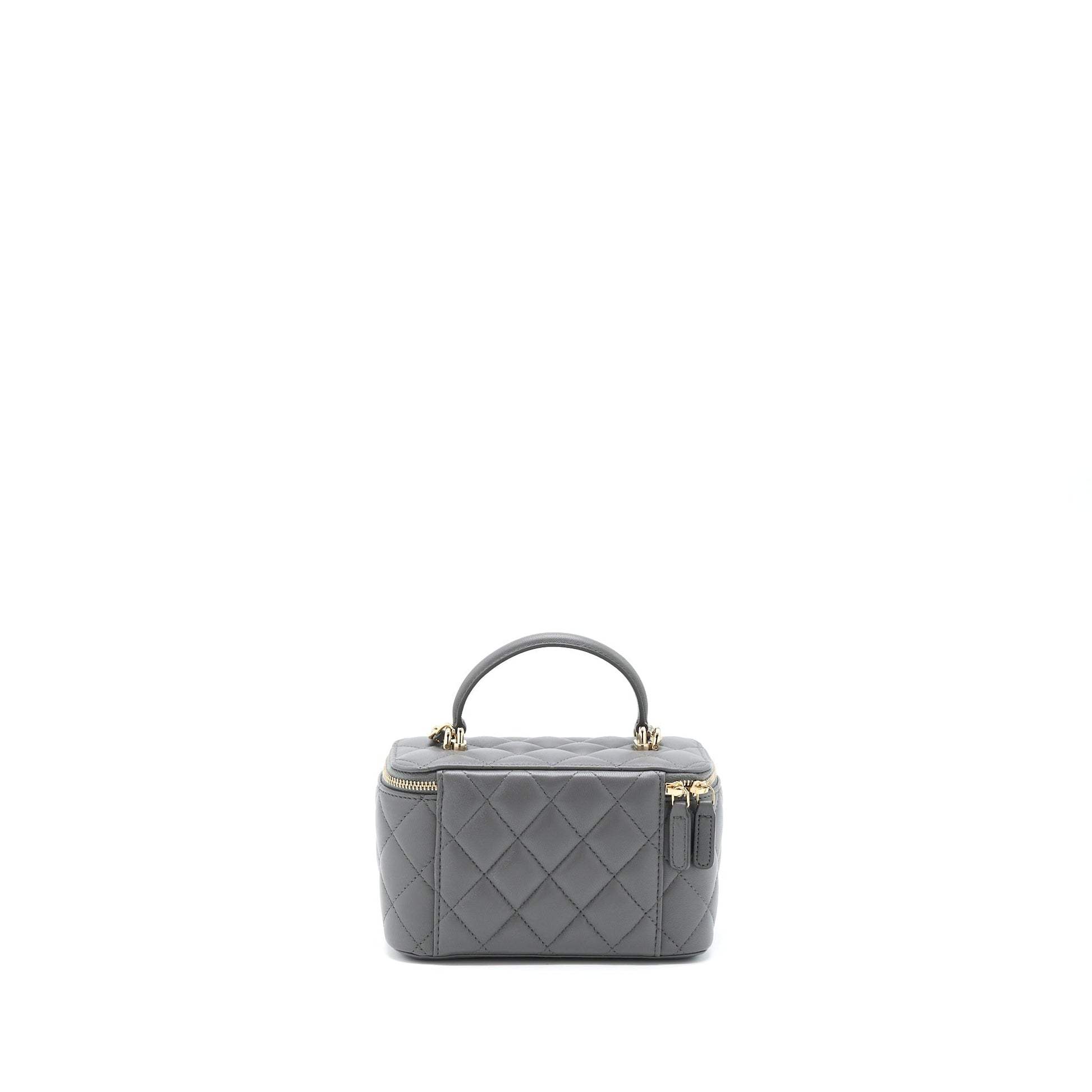 Chanel 22A Top Handle Long Vanity Lambskin Grey Handbag