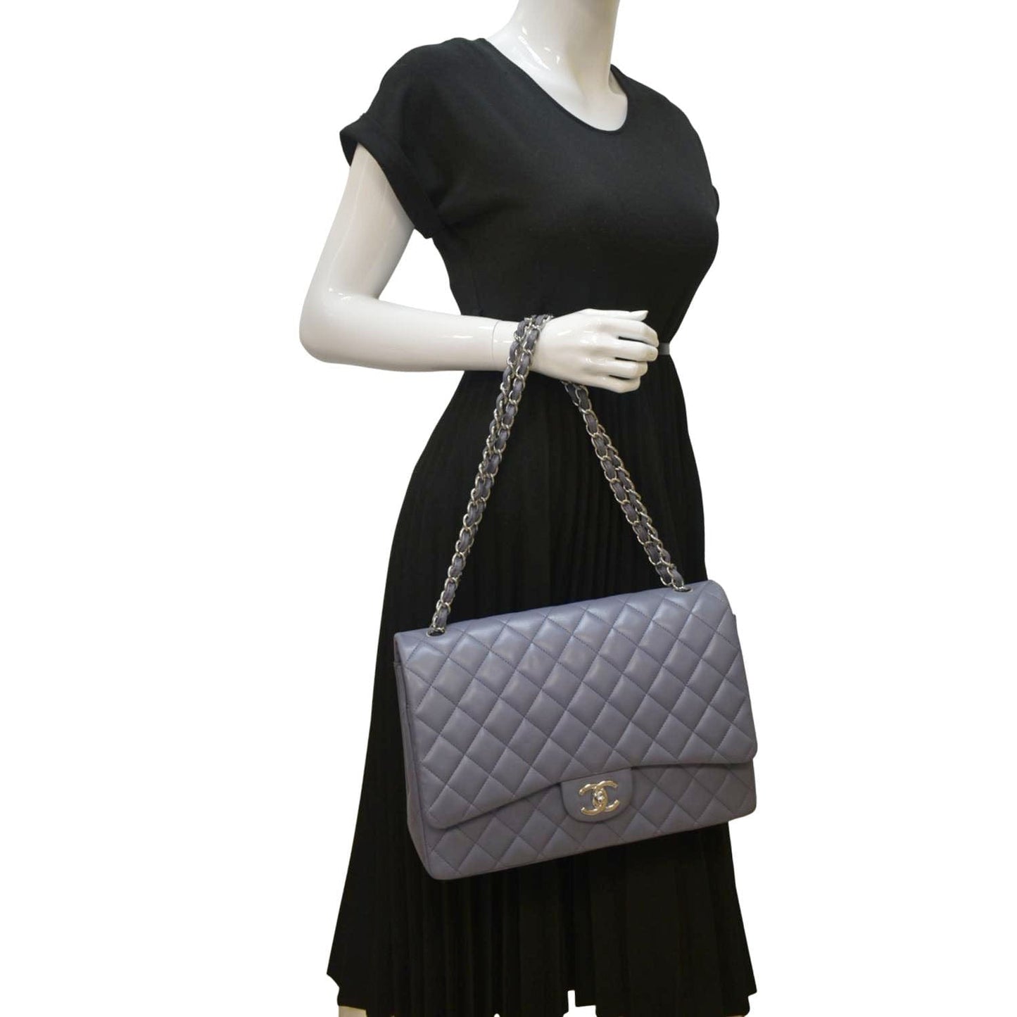 Chanel Classic Maxi Double Flap Quilted Leather Lambskin Travel Bag