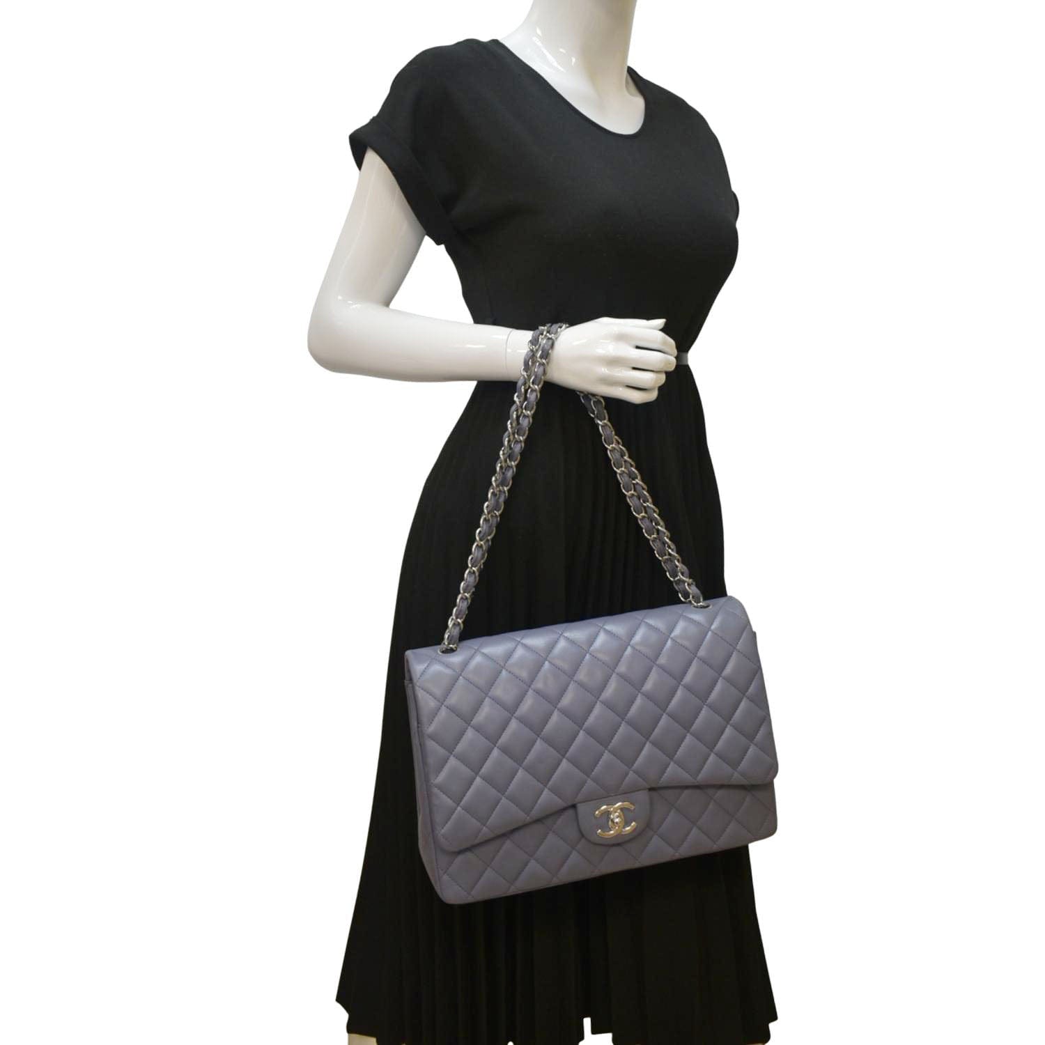 Chanel Classic Maxi Double Flap Quilted Leather Lambskin Travel Bag