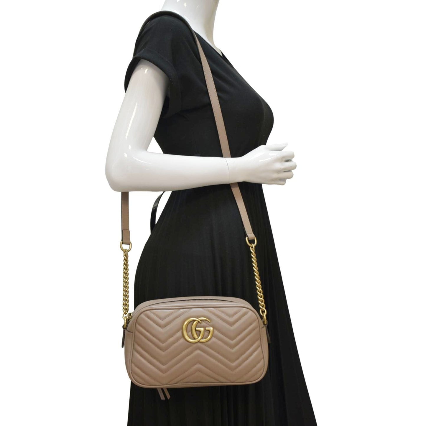Gucci Marmont Crossbody Bag Dusty Leather Matelasse Camera Bag