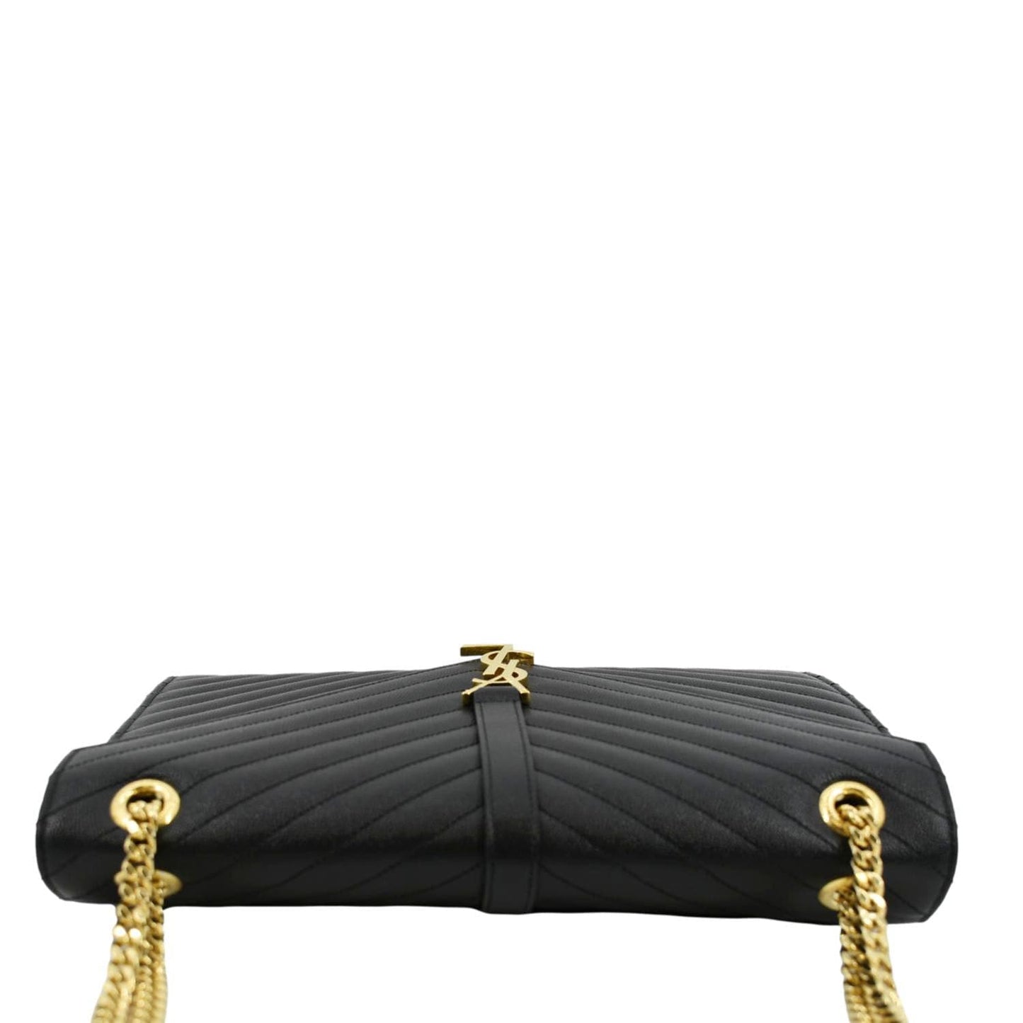 YSL Saint Laurent Yves Envelope Shoulder Bag Leather Matelasse Black