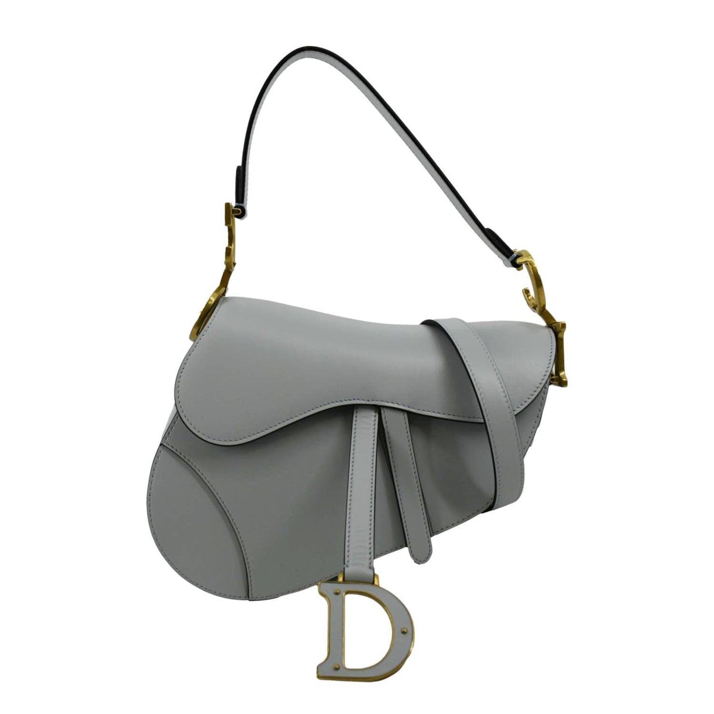 Dior Saddle Smooth Calfskin Satchel Shoulder Bag Placid Leather Blue Satchel Bag