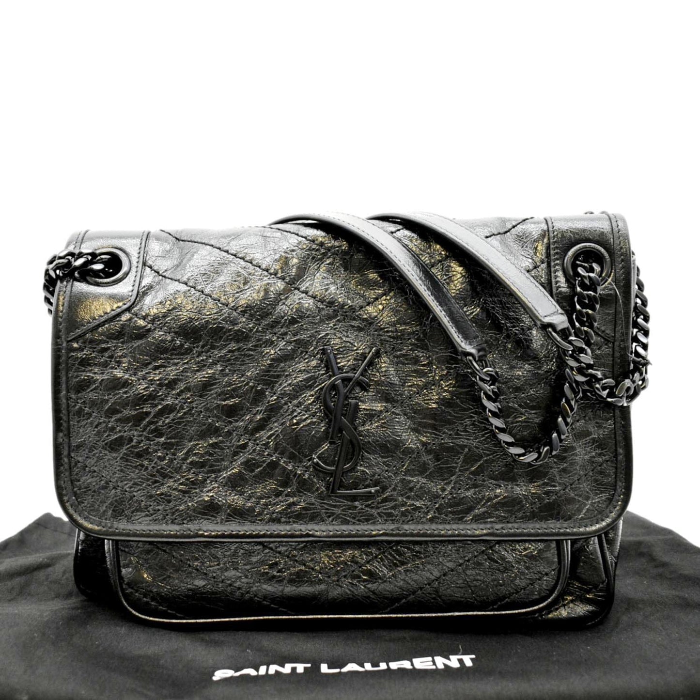 YSL Saint Laurent Saint Niki Shoulder Bag Leather Black