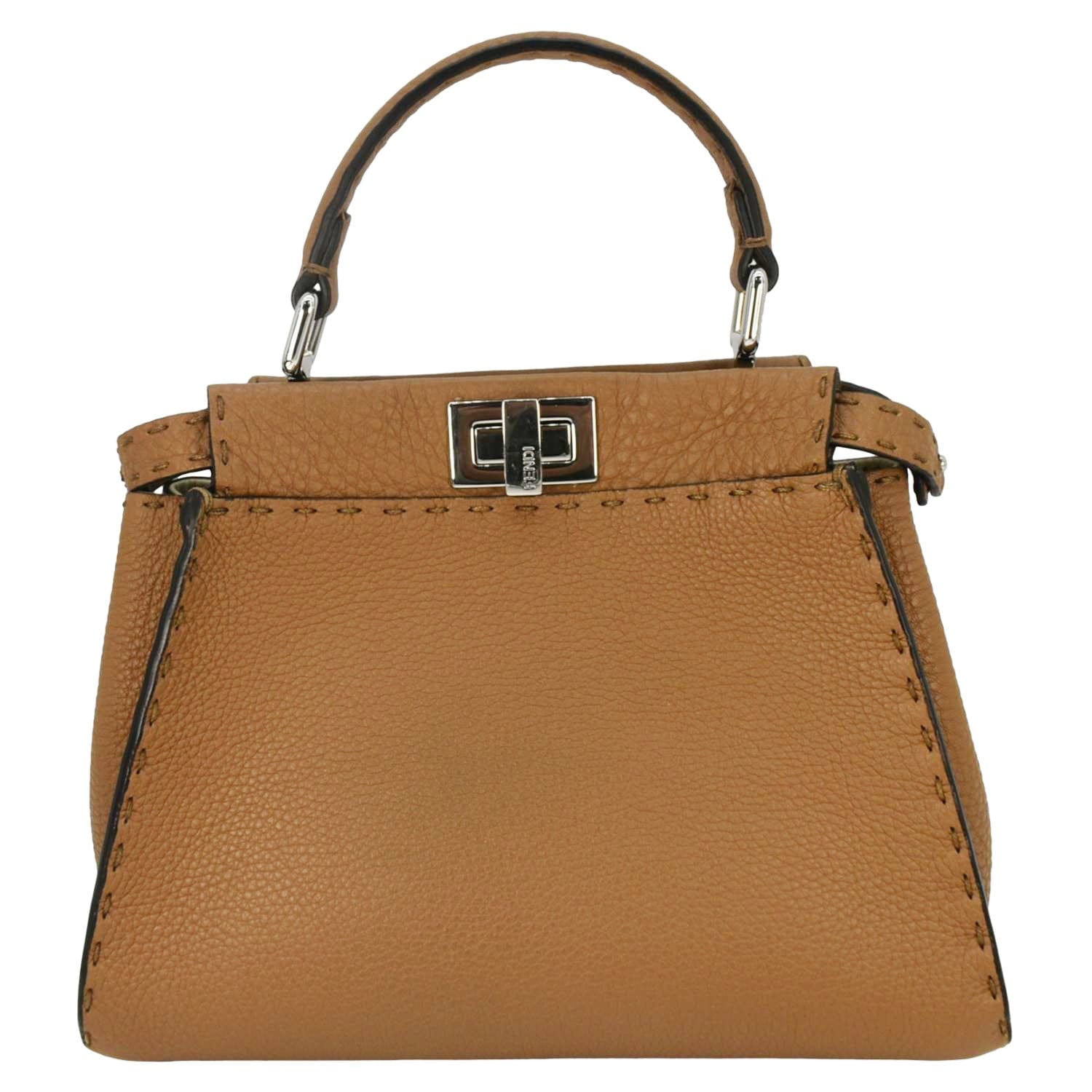 Fendi Selleria Peekaboo Crossbody Bag Leather Brown