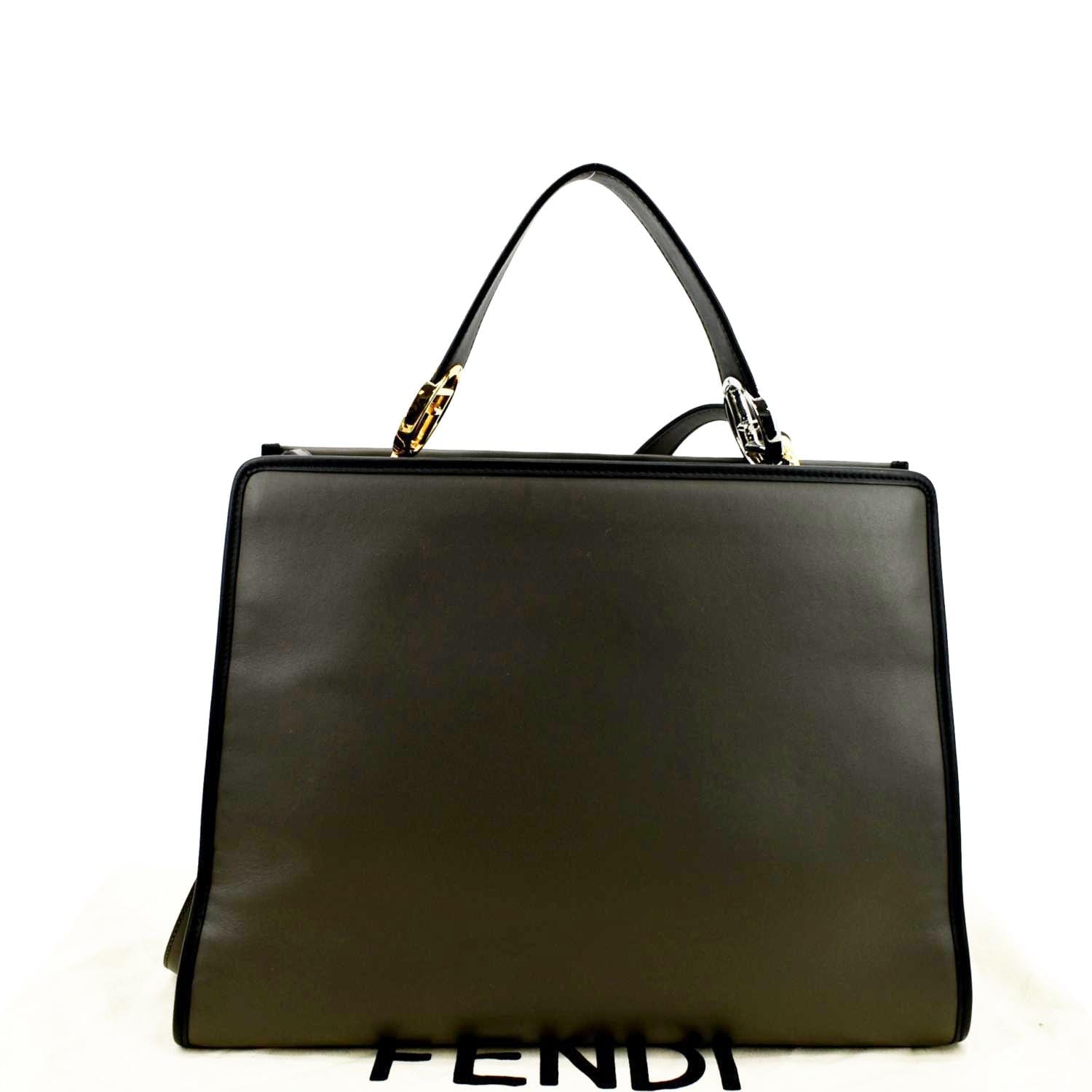 Fendi Runway Shopper Tote Shoulder Bag Grey Leather Gray