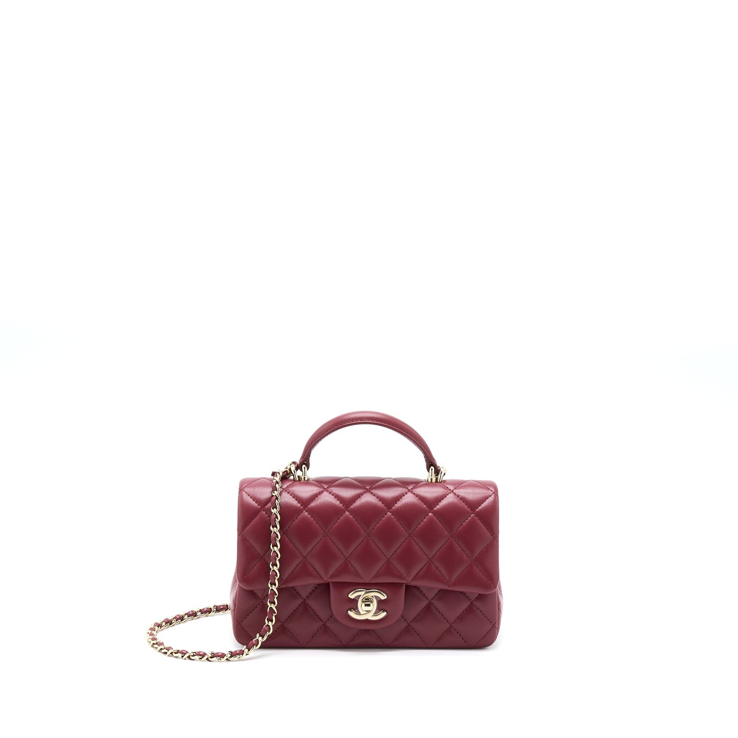 Chanel 22A Top Handle Rectangular Flap Lambskin Shoulder Bag