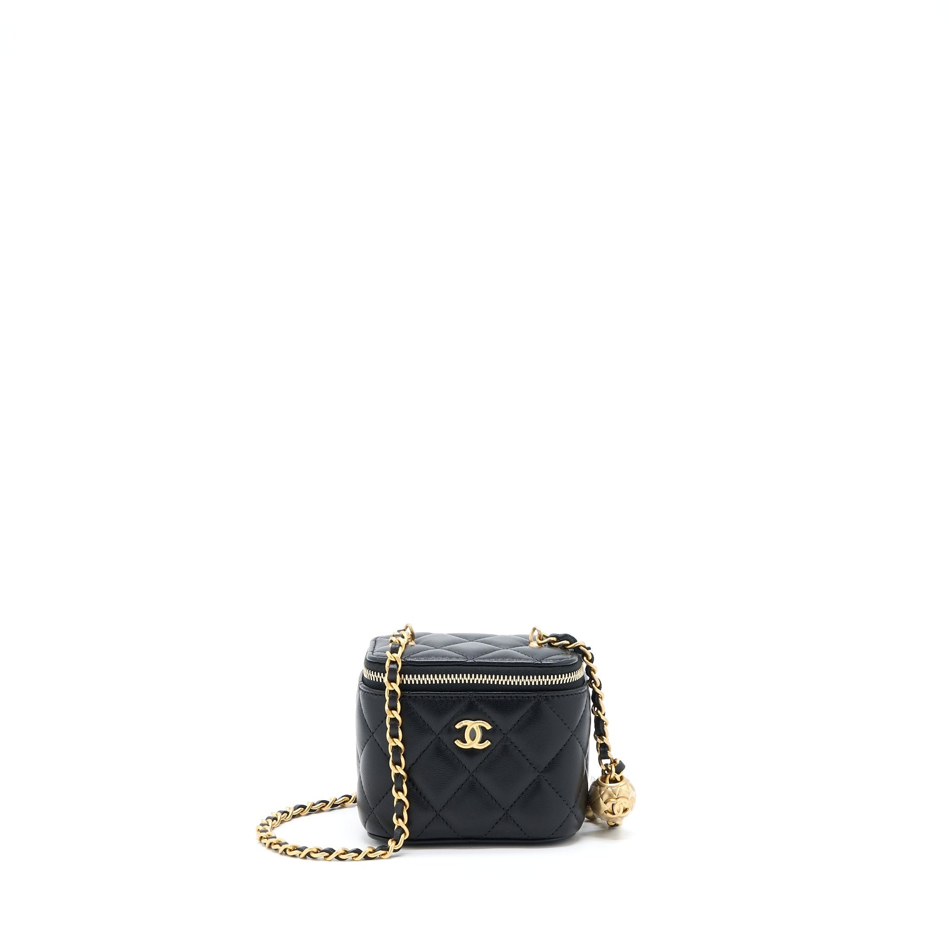 Chanel 22B Pearl Crush Vanity Lambskin GHW Black Mini Bag