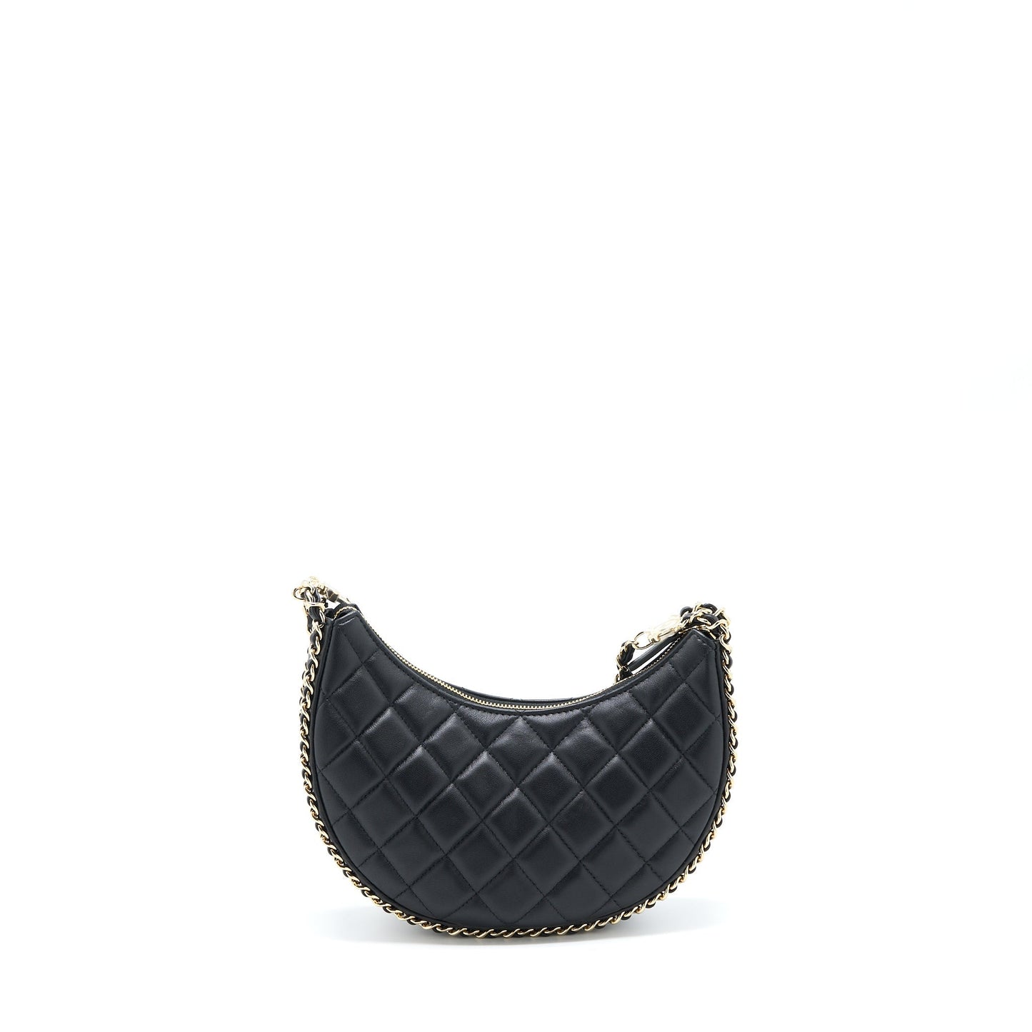 Chanel Moon Hobo Lambskin LGHW Microchip Black Small Shoulder Bag