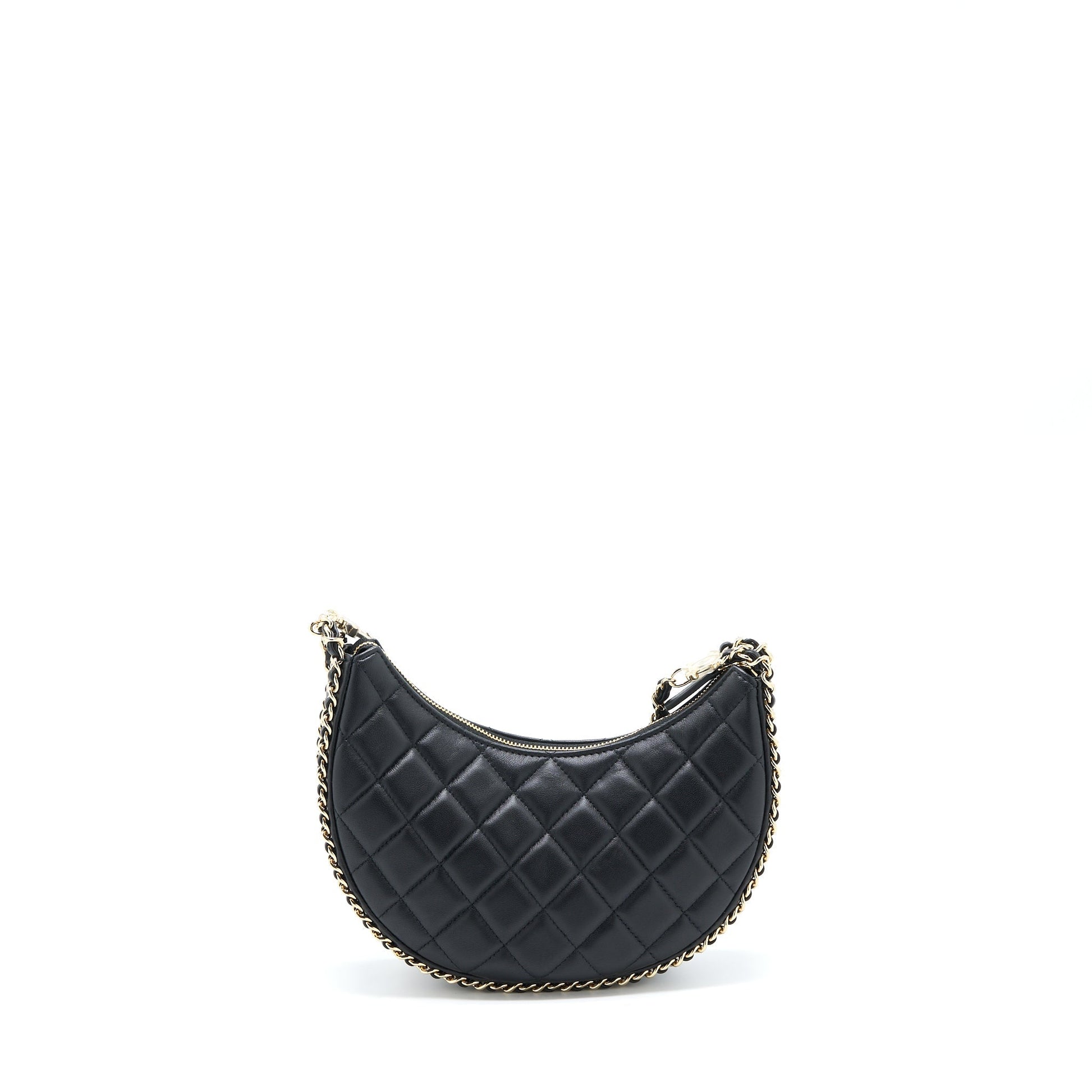 Chanel Moon Hobo Lambskin LGHW Microchip Black Small Shoulder Bag