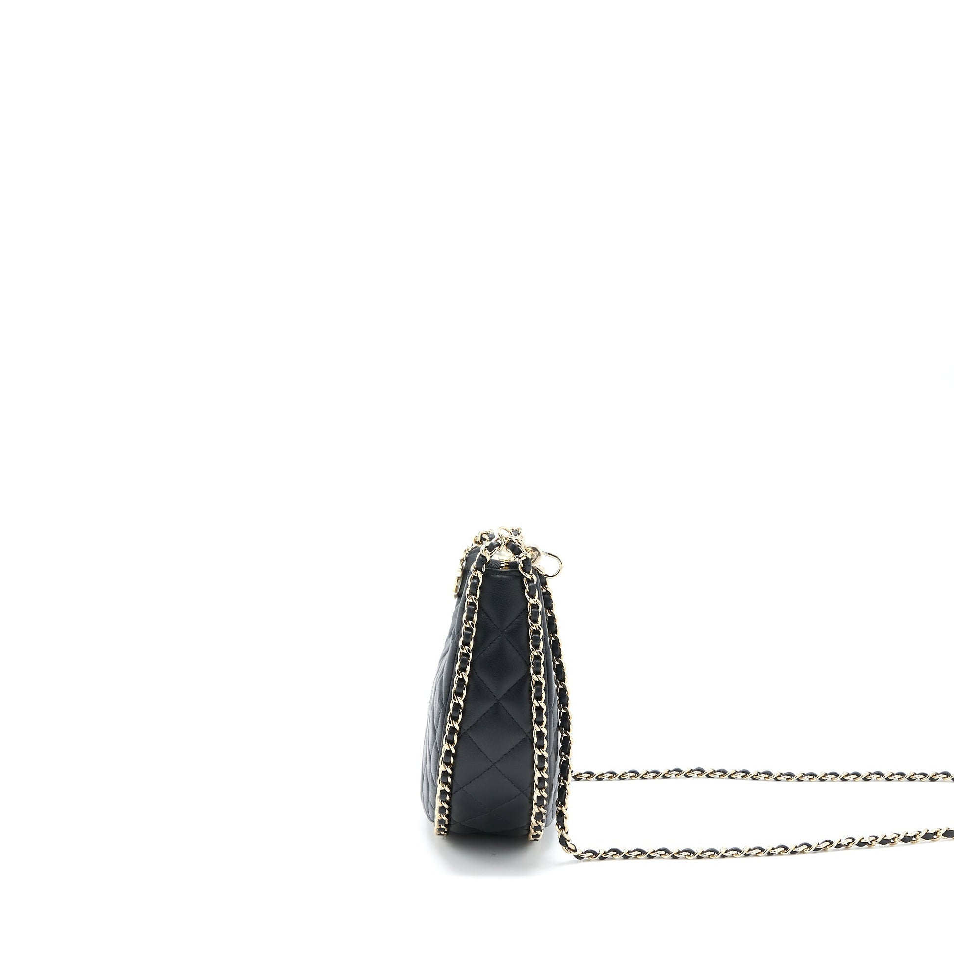 Chanel Moon Hobo Lambskin LGHW Microchip Black Small Shoulder Bag
