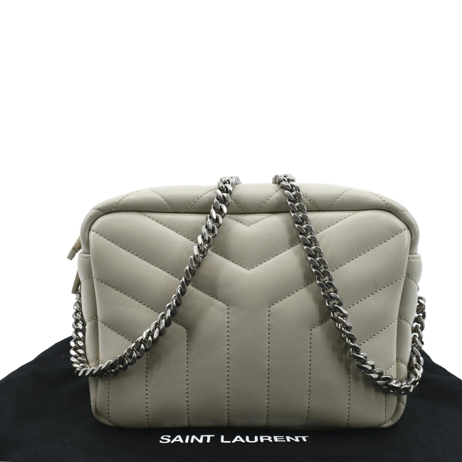 YSL Saint Laurent Yves Loulou Calfskin Crossbody Bag Leather White Small