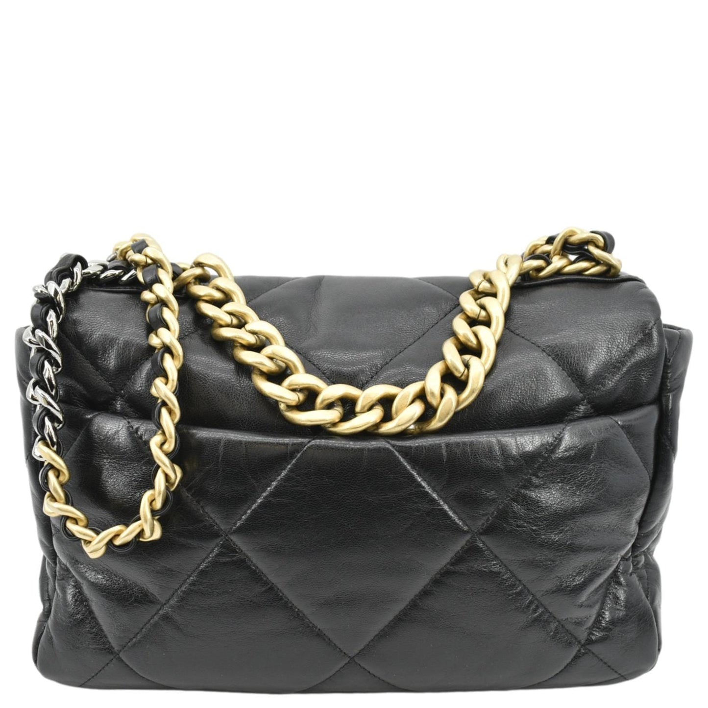 Chanel 19 Quilted Flap Leather Lambskin Black Travel Bag