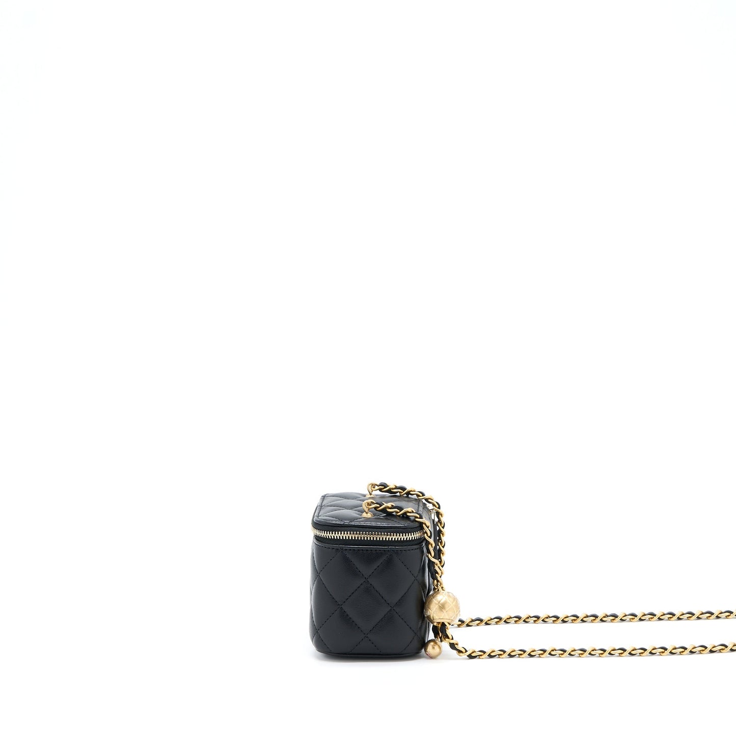 Chanel 22B Pearl Crush Vanity Lambskin GHW Black Mini Bag