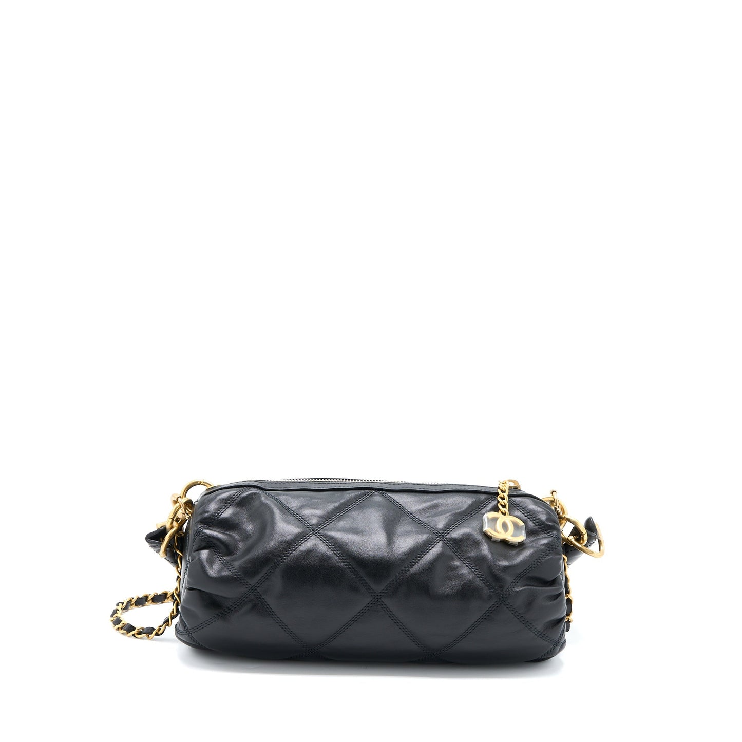 Chanel Bowling Lambskin Brushed GHW Microchip Black Mini Bag