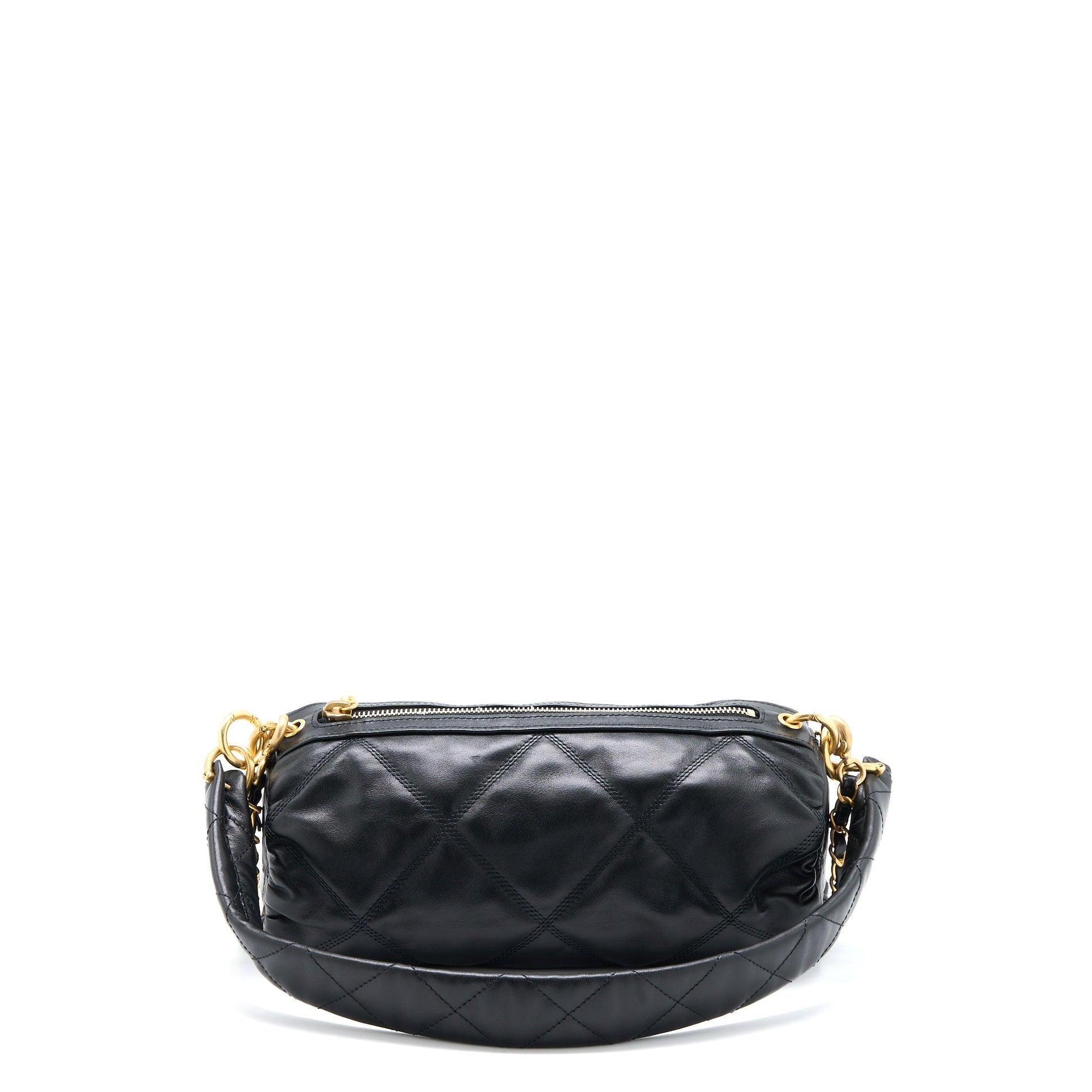Chanel Bowling Lambskin Brushed GHW Microchip Black Mini Bag