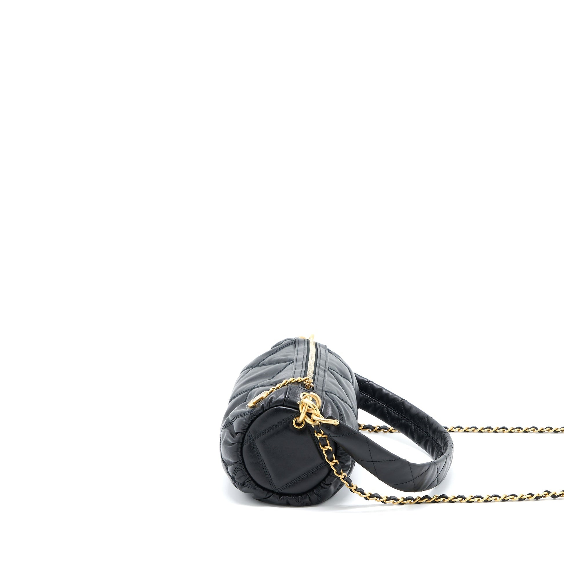 Chanel Bowling Lambskin Brushed GHW Microchip Black Mini Bag