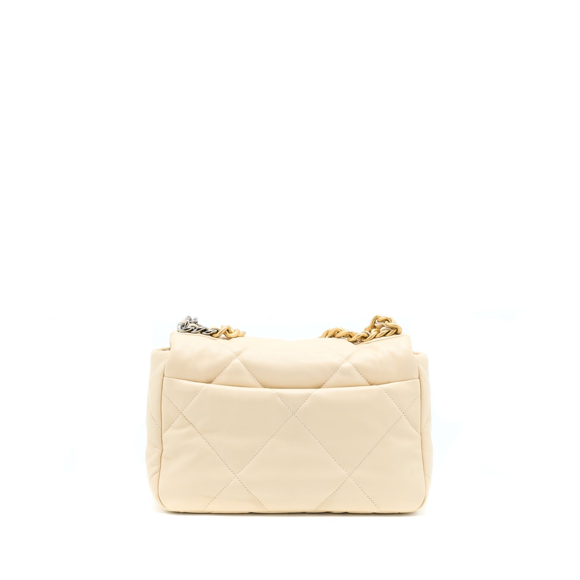 Chanel 19 Goatskin Hardware Multicolour Beige Small Handbag