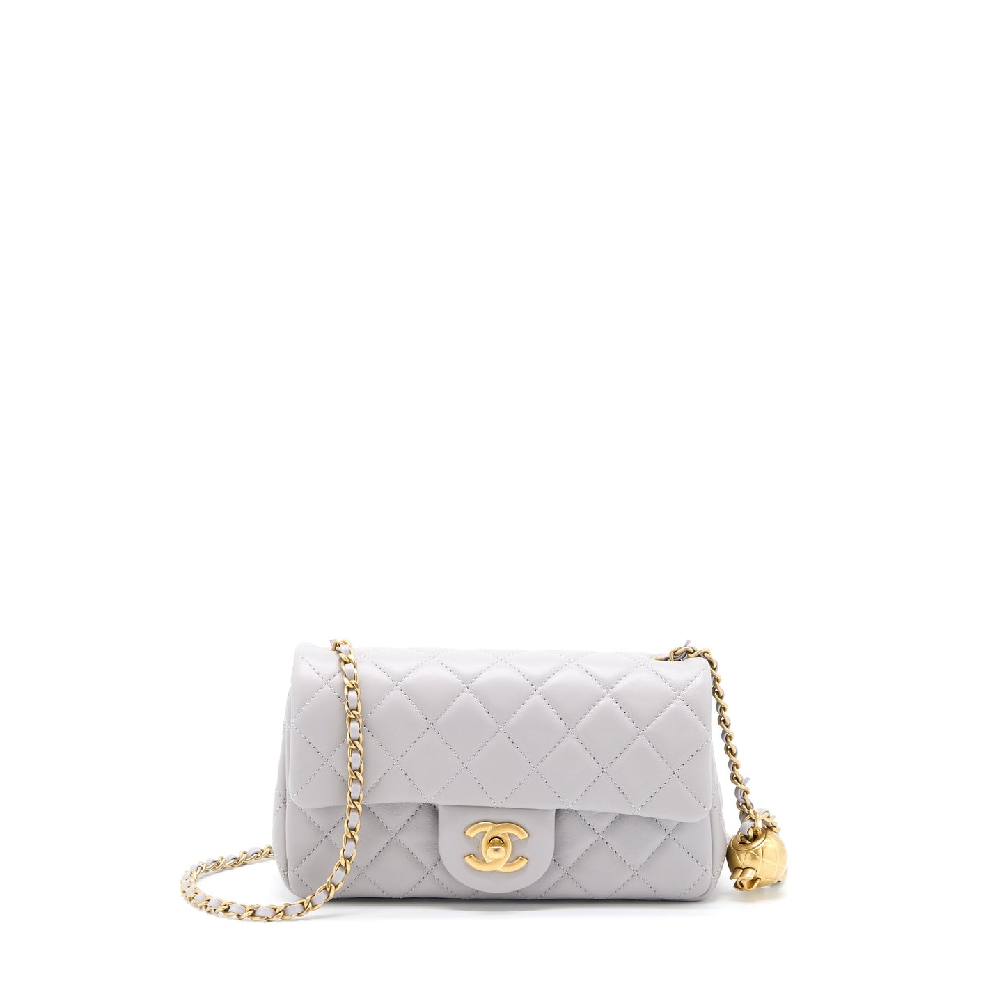 Chanel Pearl Crush Rectangular Lambskin Brushed GHW Grey Mini Bag