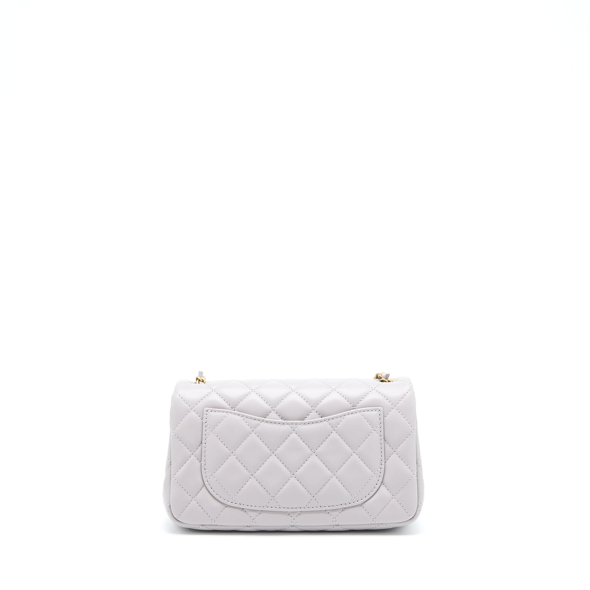 Chanel Pearl Crush Rectangular Lambskin Brushed GHW Grey Mini Bag