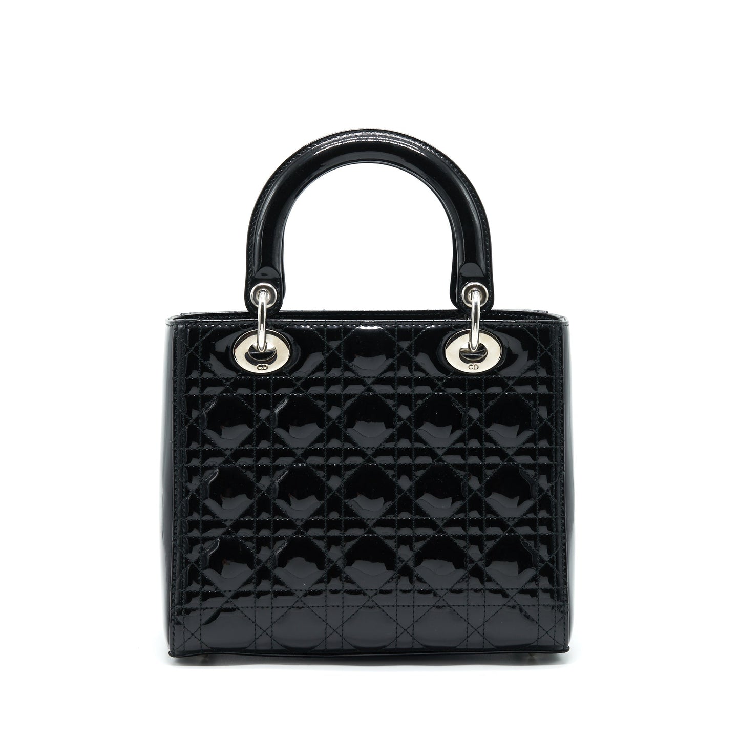 Dior Lady Patent Handbag Leather Black Travel Bag
