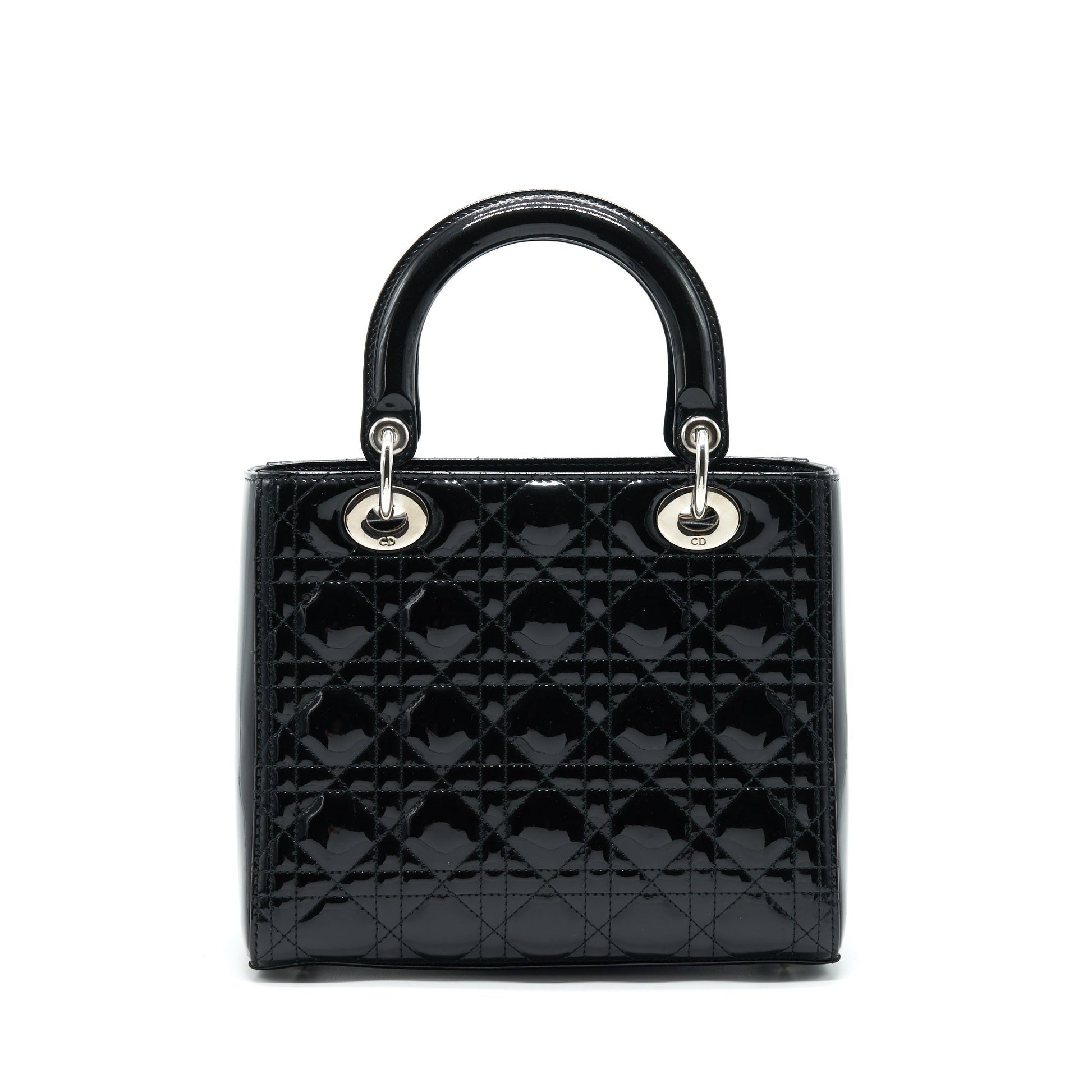 Dior Lady Patent Handbag Leather Black Travel Bag