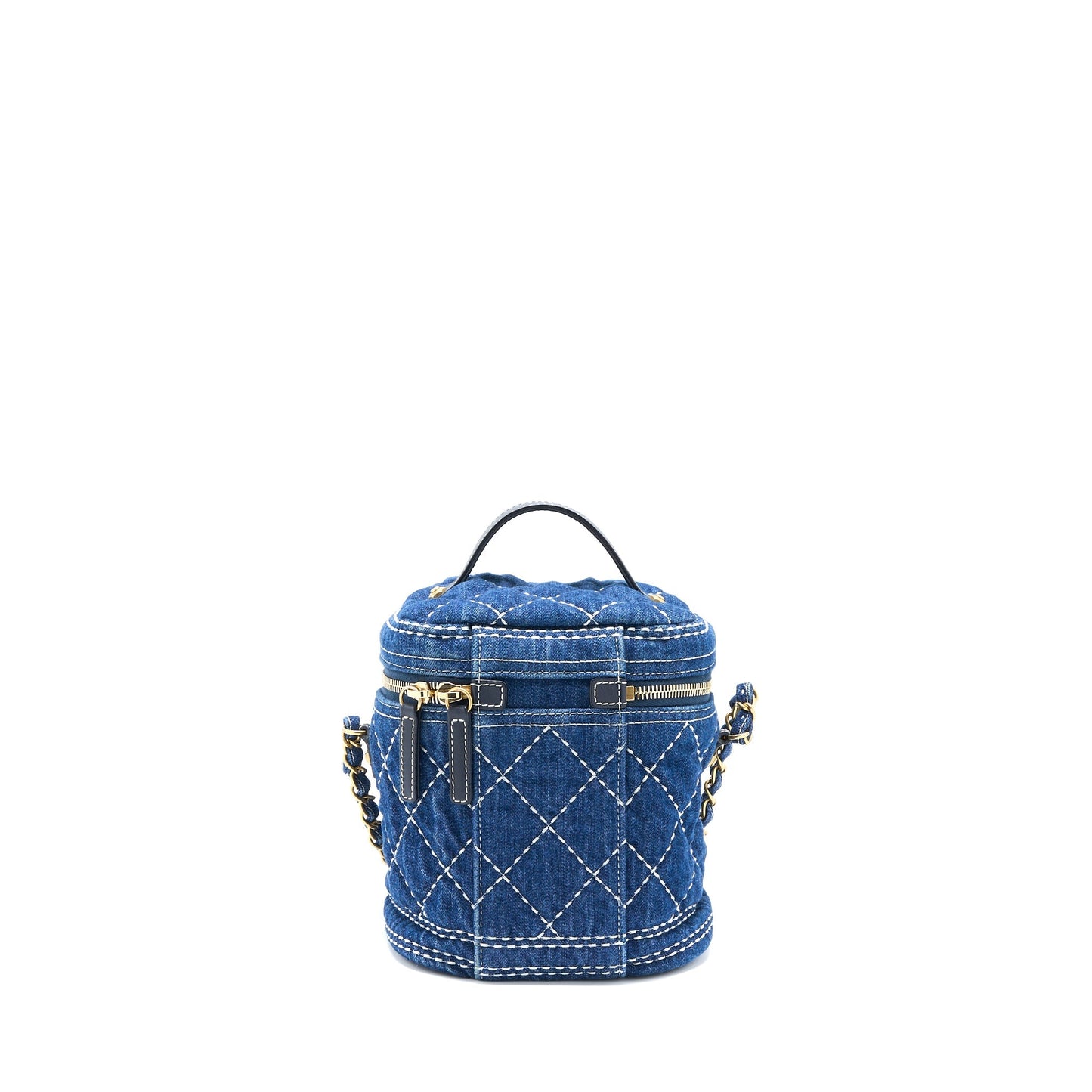 Chanel Top Handle Vanity Denim Brushed GHW Blue Crossbody Bag