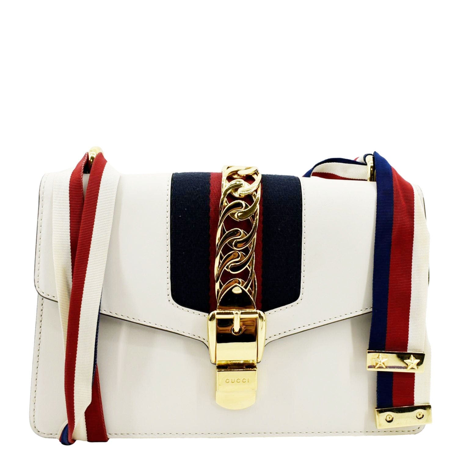 Gucci Sylvie Web Shoulder Bag Leather White