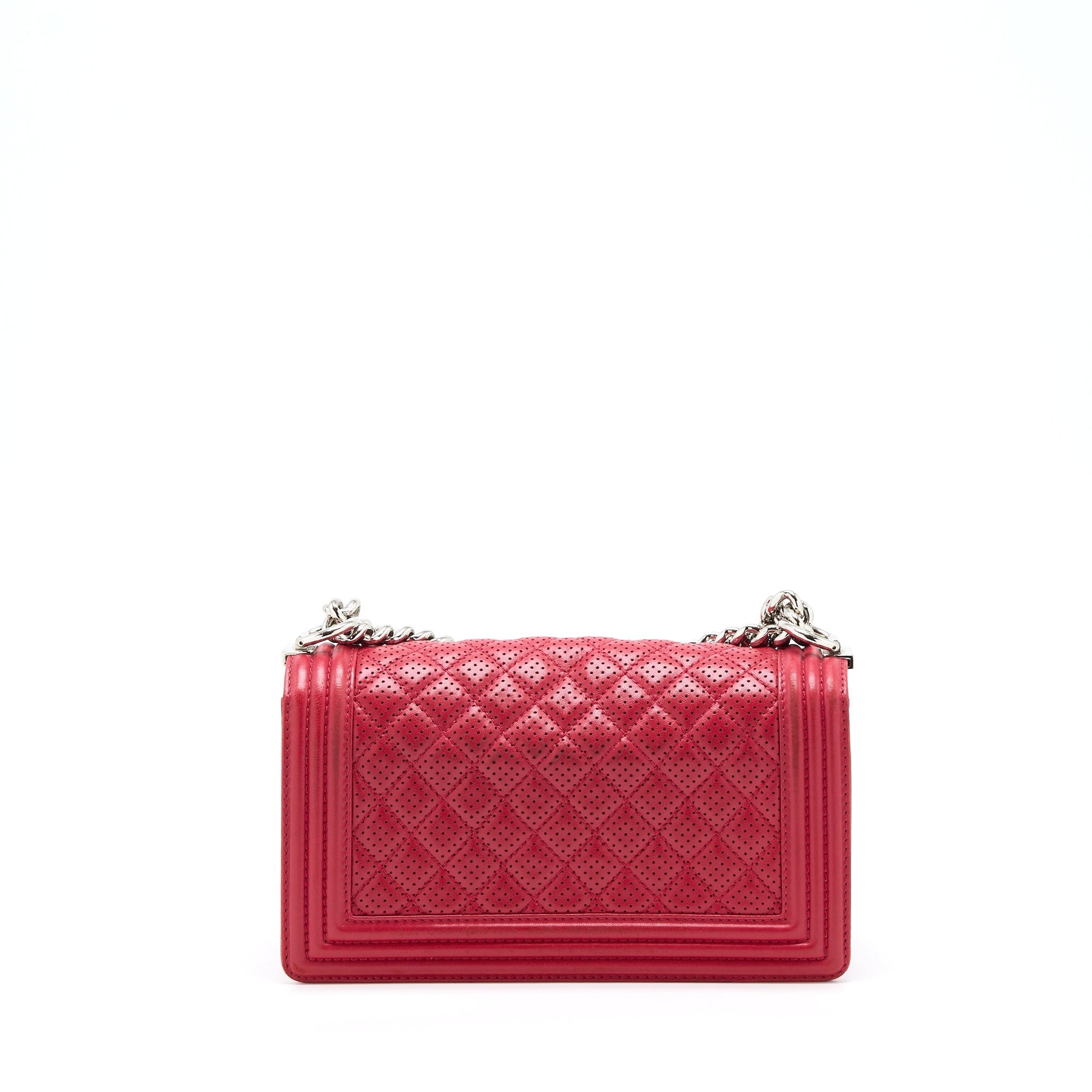 Chanel Boy Lambskin SHW Red Handbag