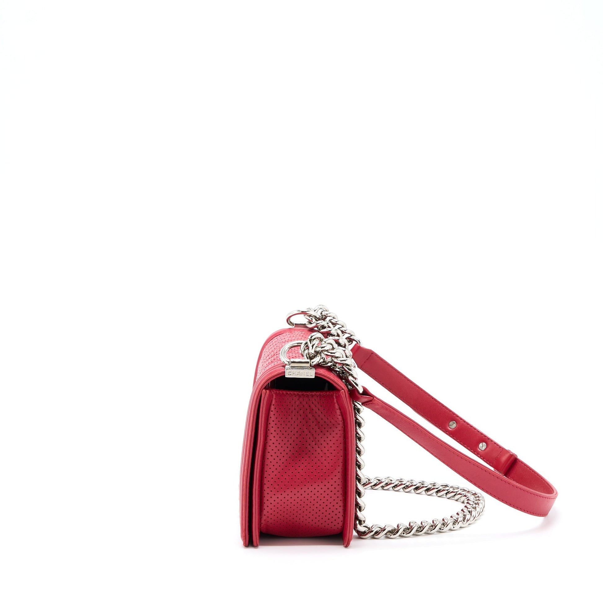 Chanel Boy Lambskin SHW Red Handbag