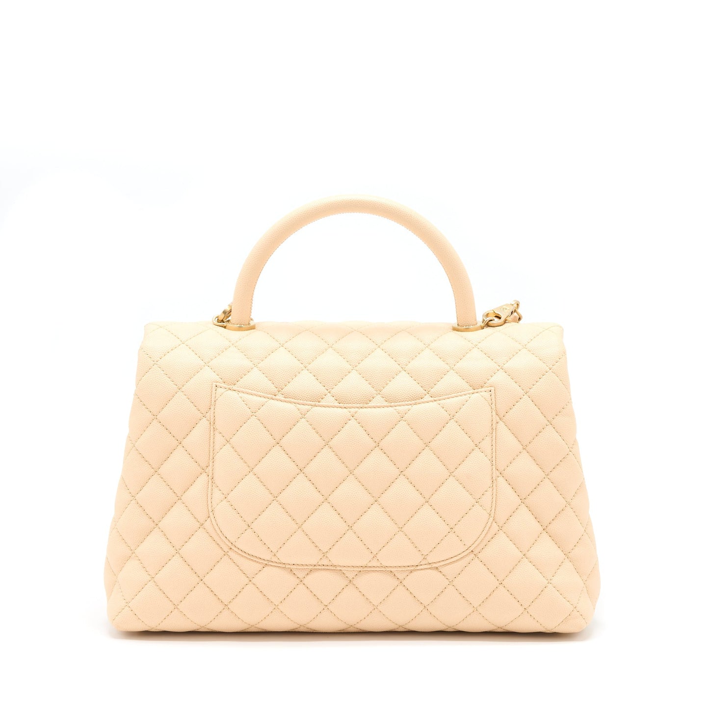 Chanel Coco Top Handle Flap Caviar GHW Beige Shoulder Bag
