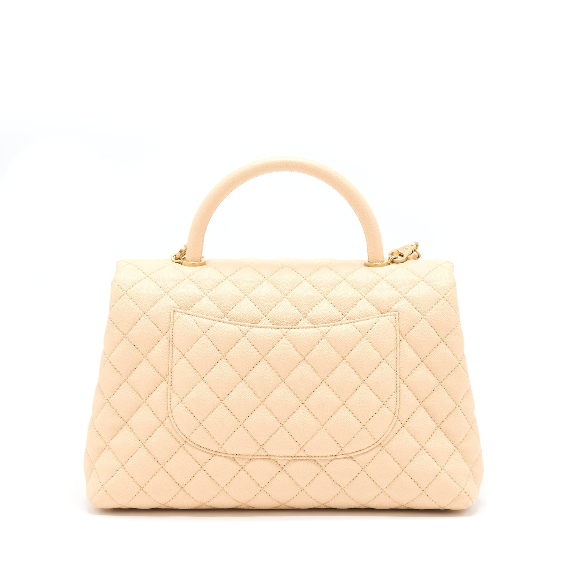 Chanel Coco Top Handle Flap Caviar GHW Beige Shoulder Bag