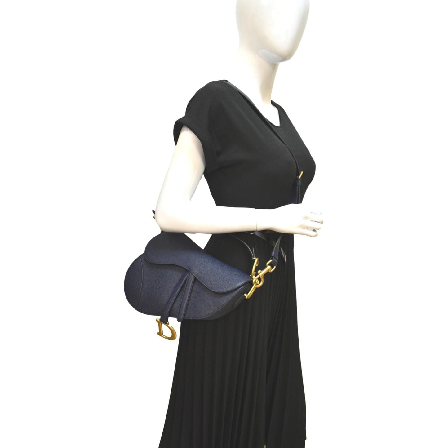 Dior Saddle Grained Calfskin Shoulder Bag Royal Leather Blue