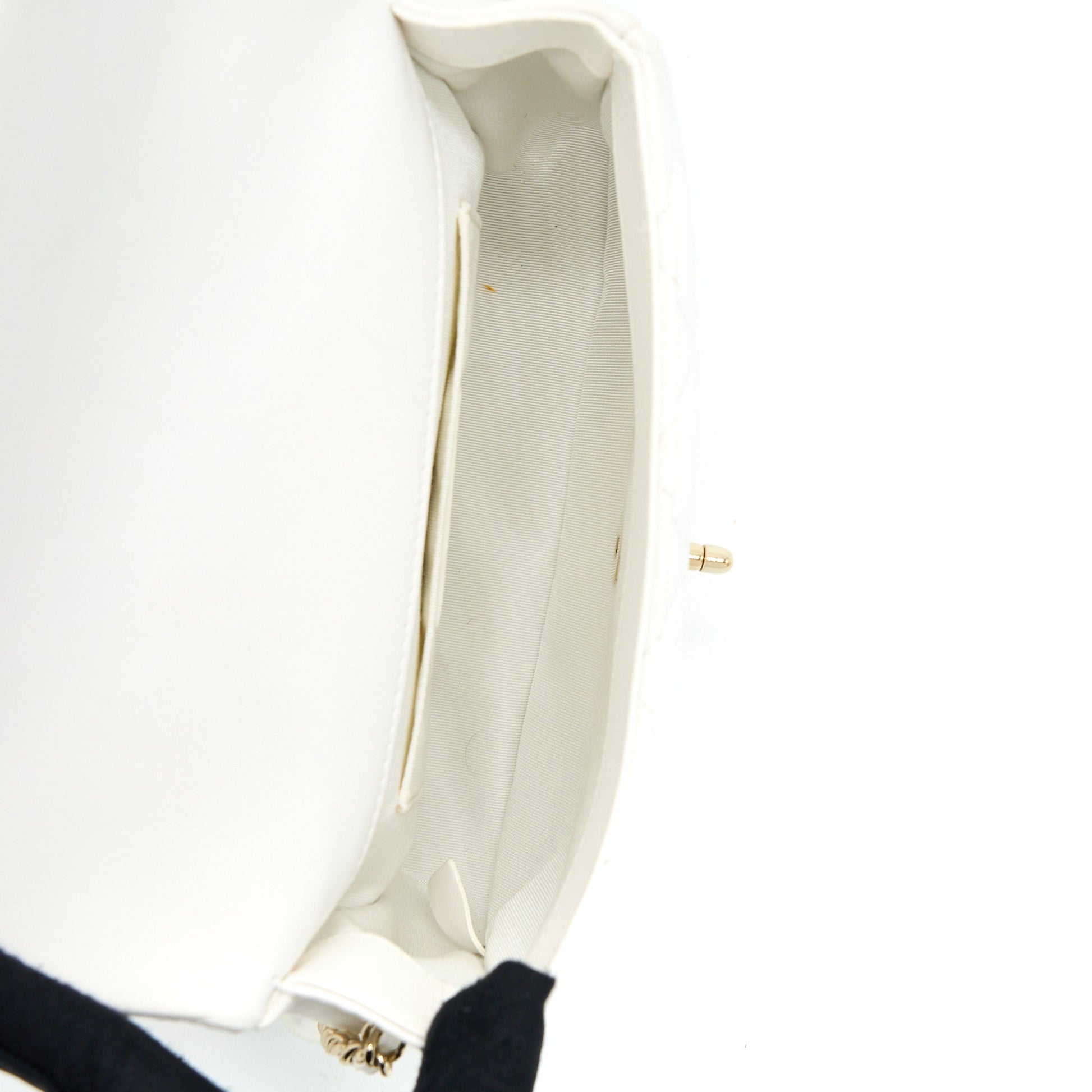 Chanel Pearl Logo Lambskin LGHW White Small Handbag