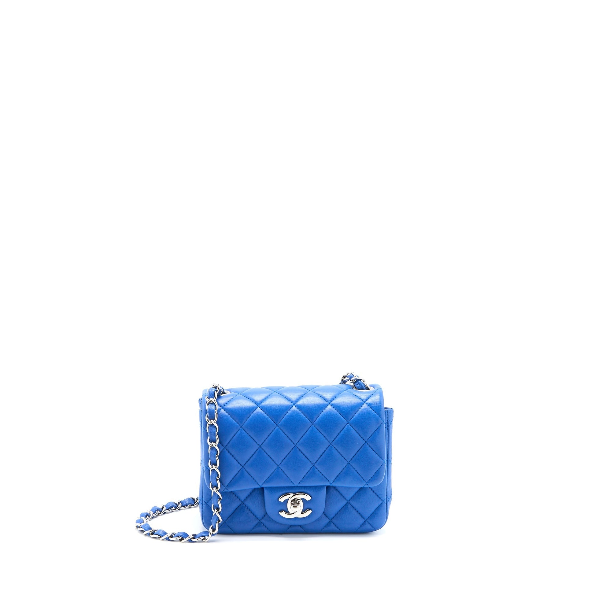 Chanel Square Flap Lambskin SHW Blue Shoulder Bag