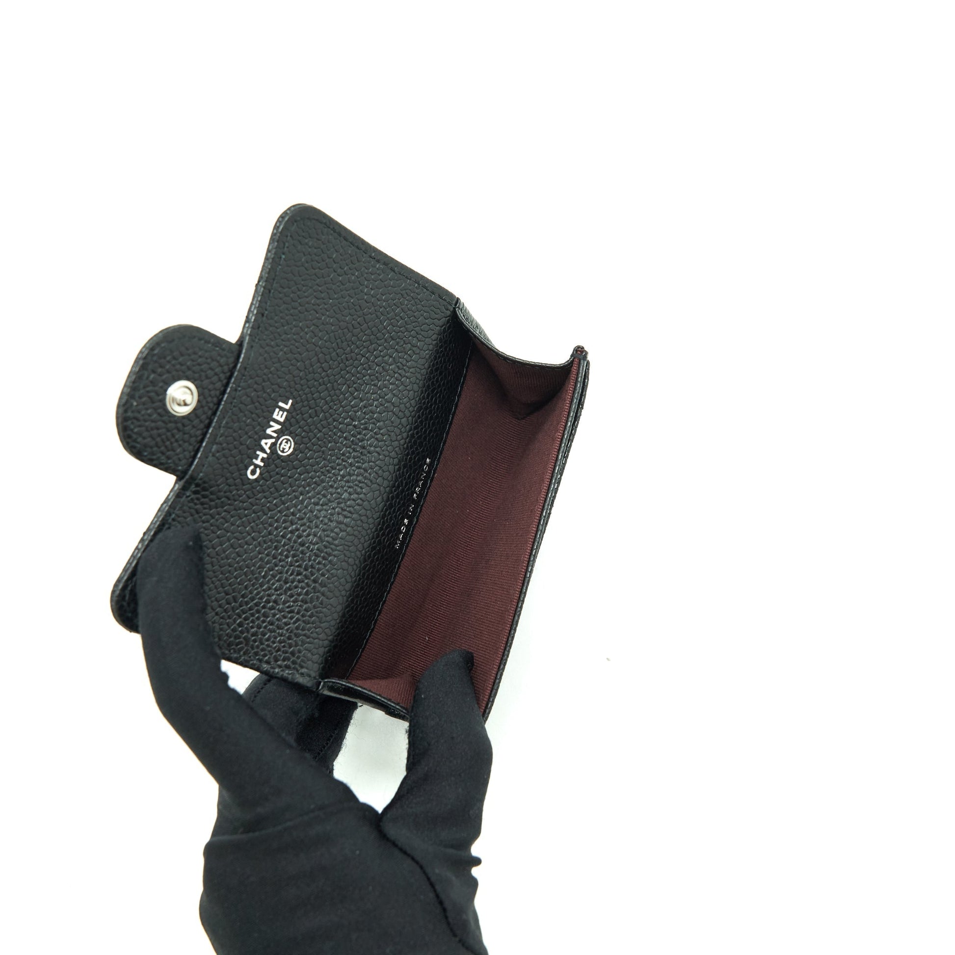 Chanel Classic Flap Card Holder Caviar SHW Black Wallet Case