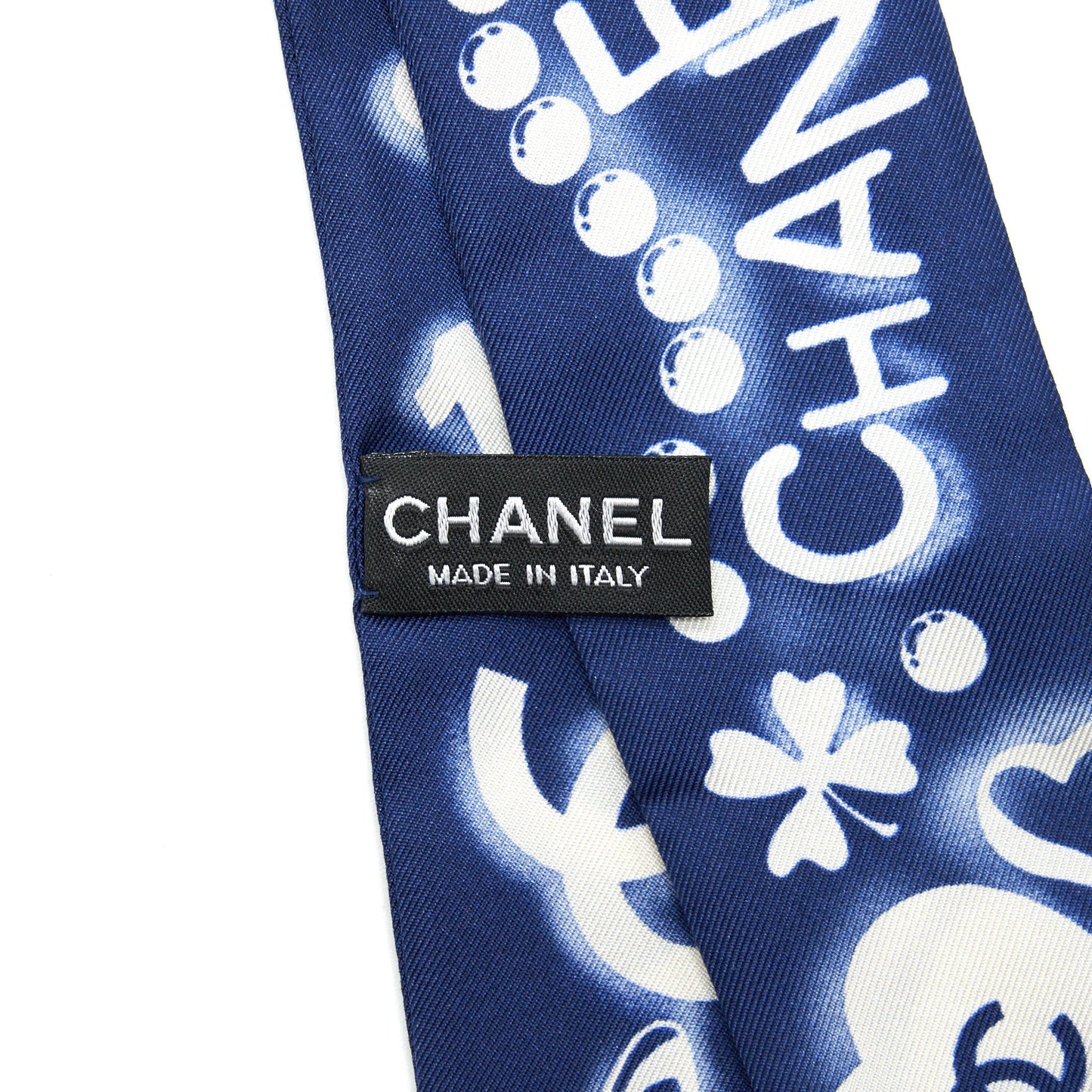 Chanel twilly navy White Scarf