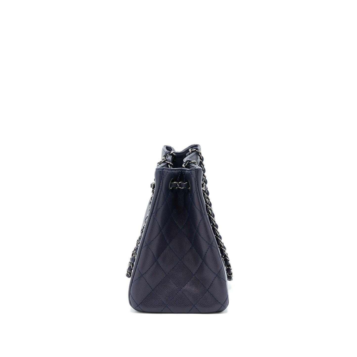Chanel Caviar Navy Ruthenium Hardware Tote Bag
