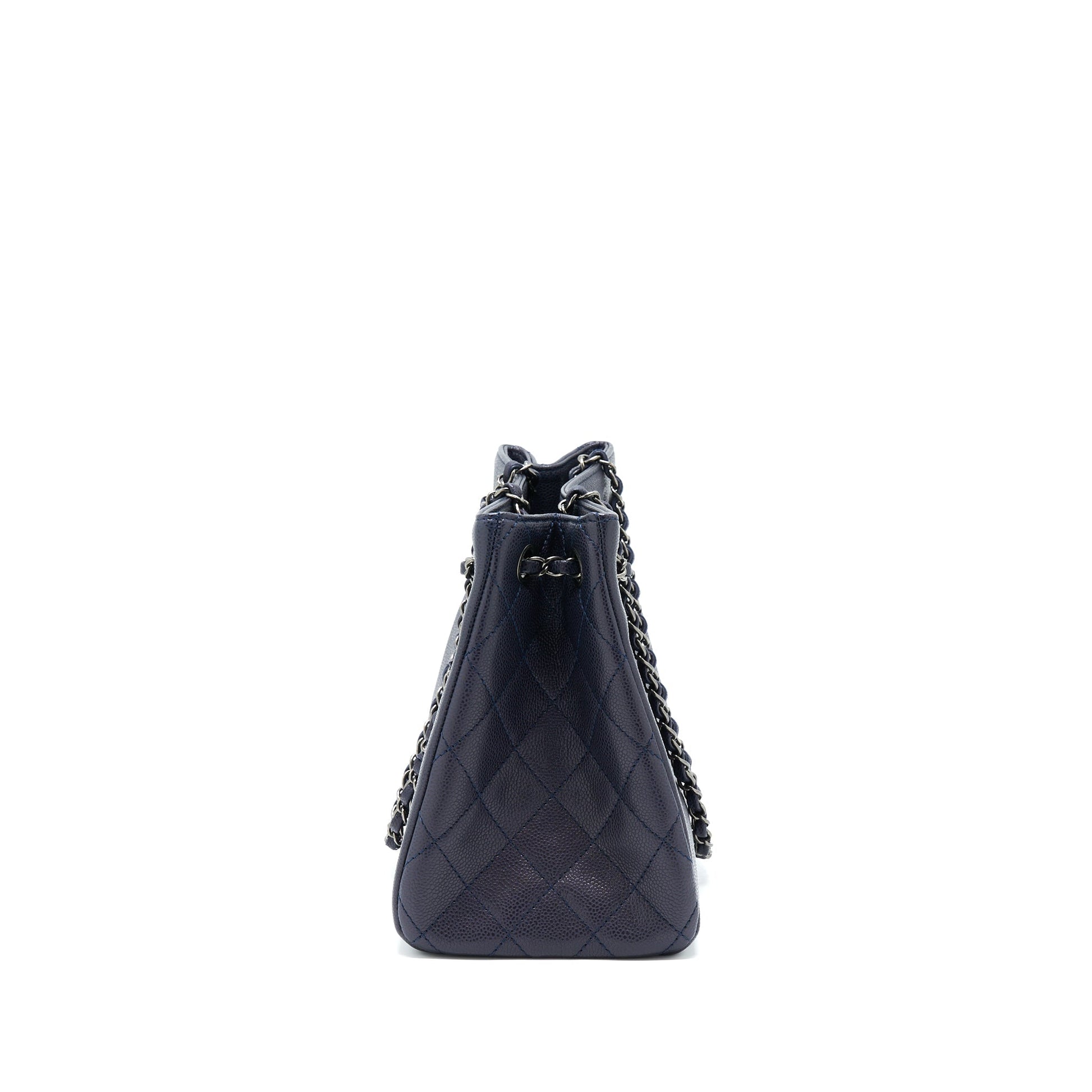 Chanel Caviar Navy Ruthenium Hardware Tote Bag