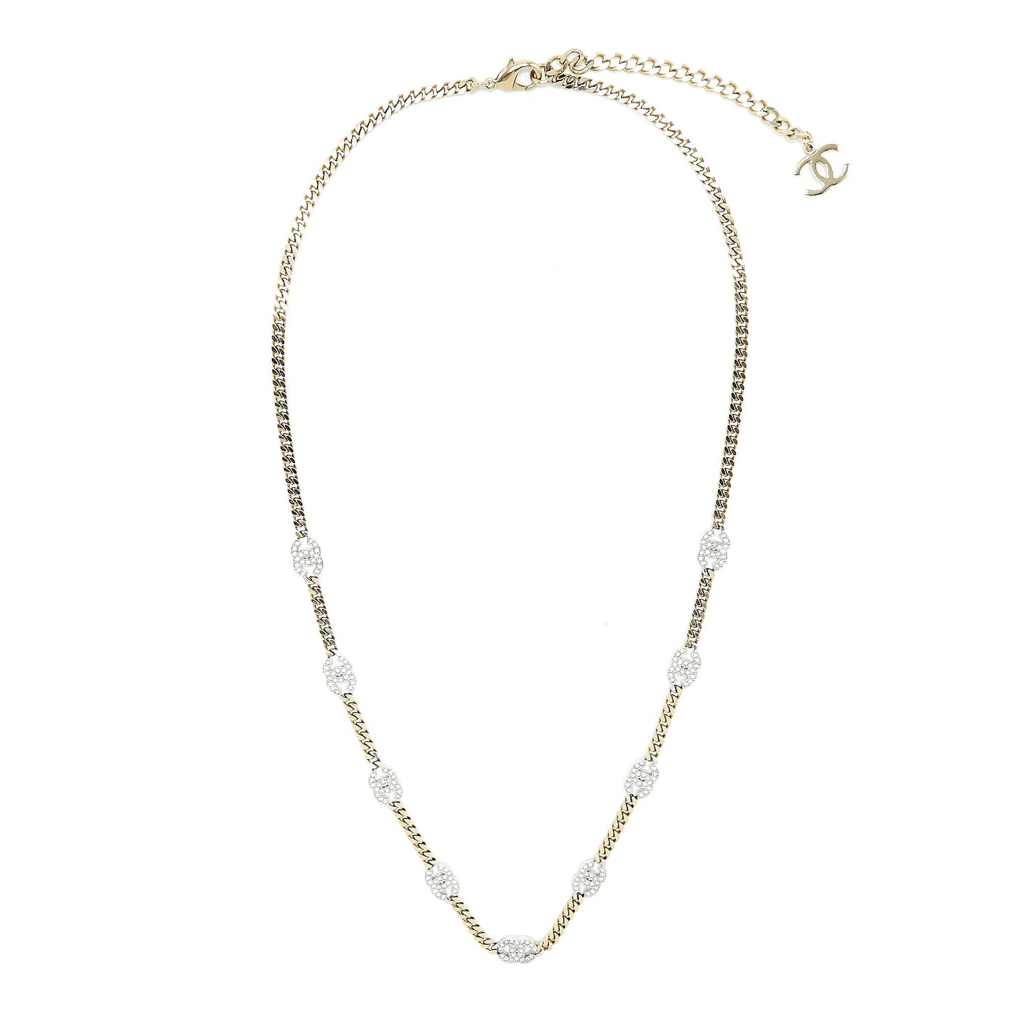 Chanel Crystal CC Logo Waist Belt Light Gold